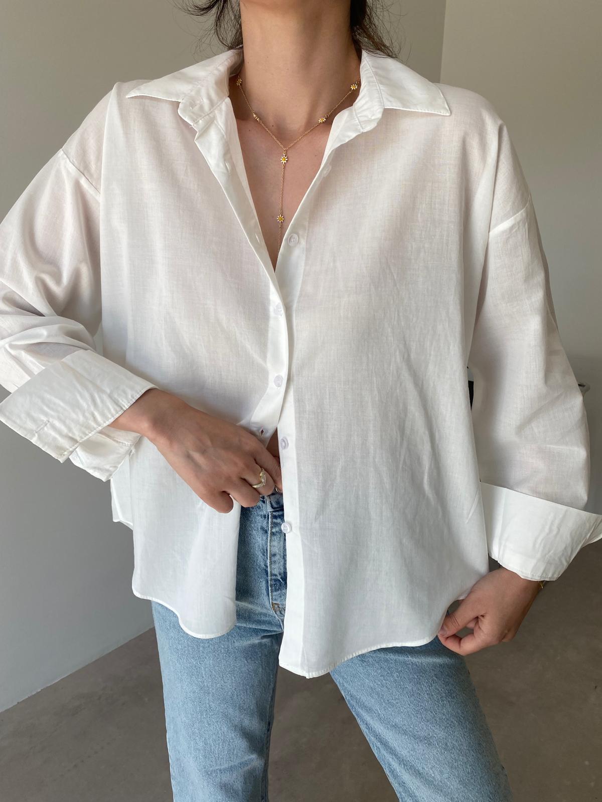 Ekru Pearl Keten Gömlek