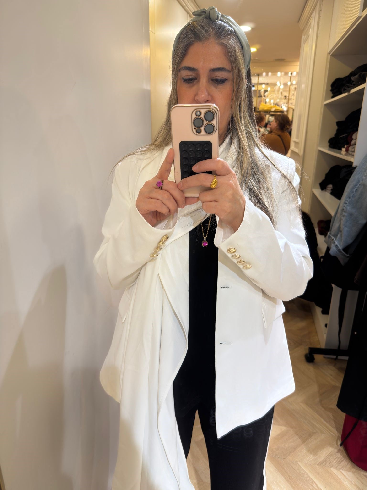 Ekru Şallı Blazer Ceket
