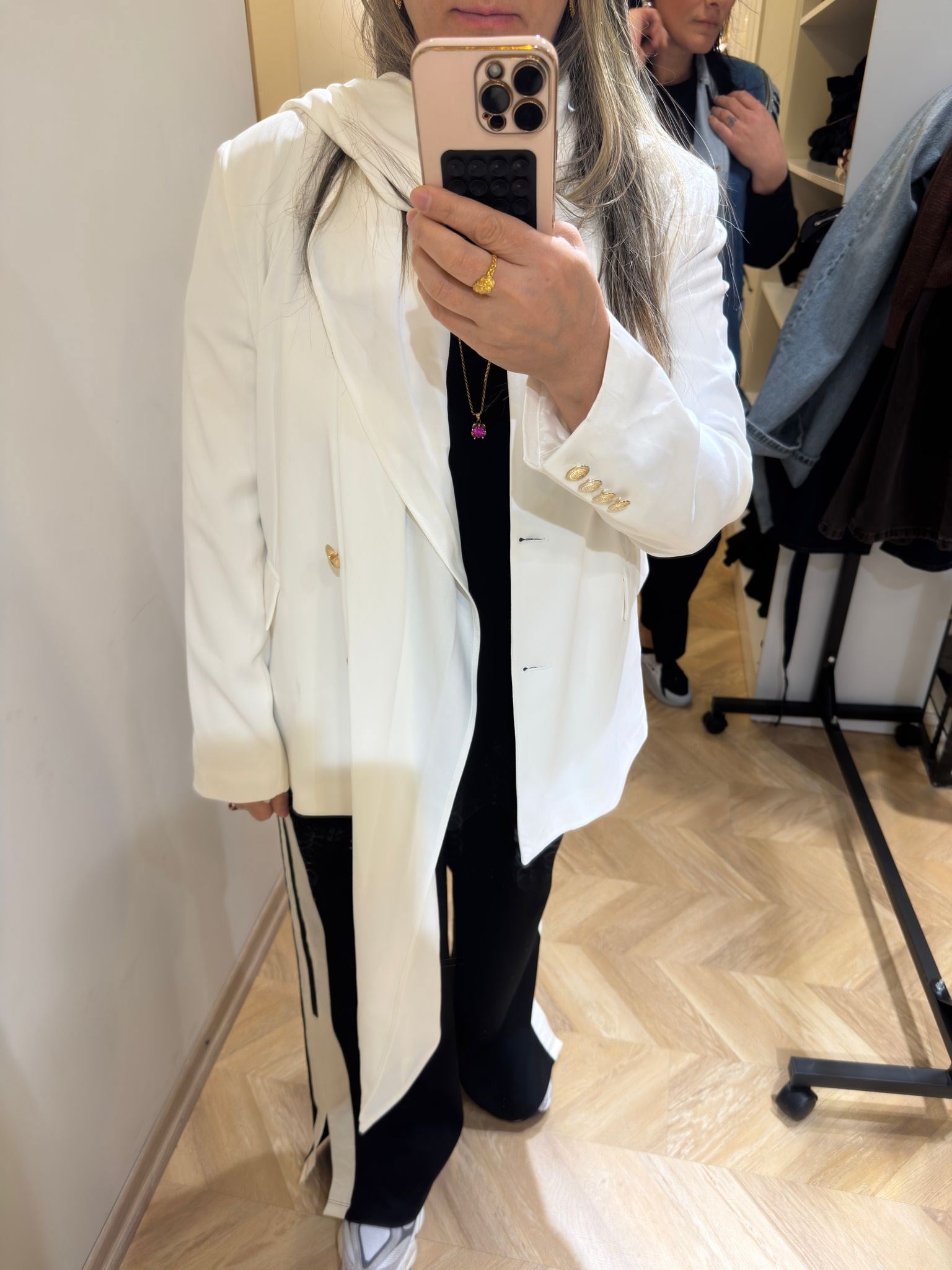 Ekru Şallı Blazer Ceket