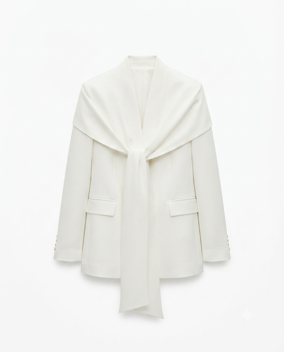 Ekru Şallı Blazer Ceket