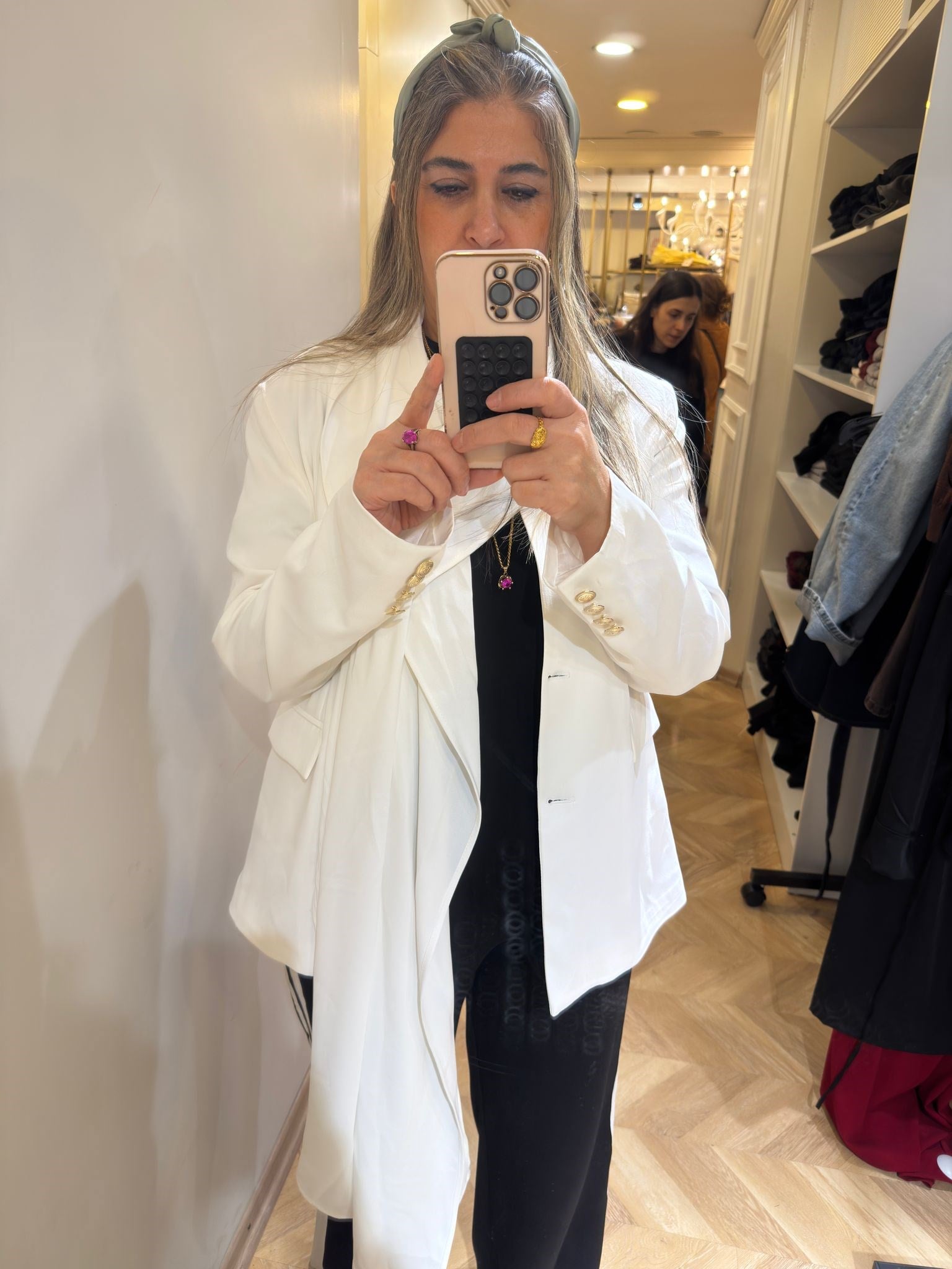 Ekru Şallı Blazer Ceket