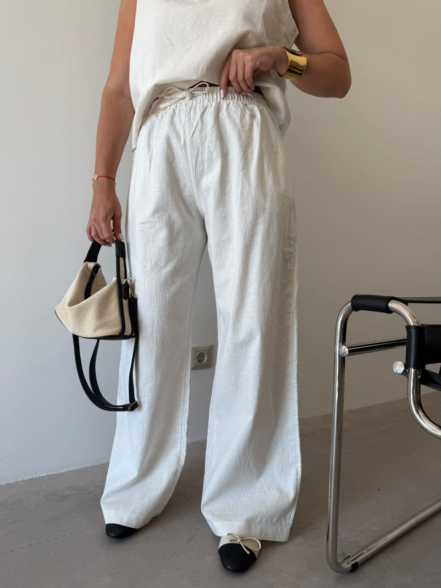 Ekru Sıfır Kol Elena Palazzo Takım