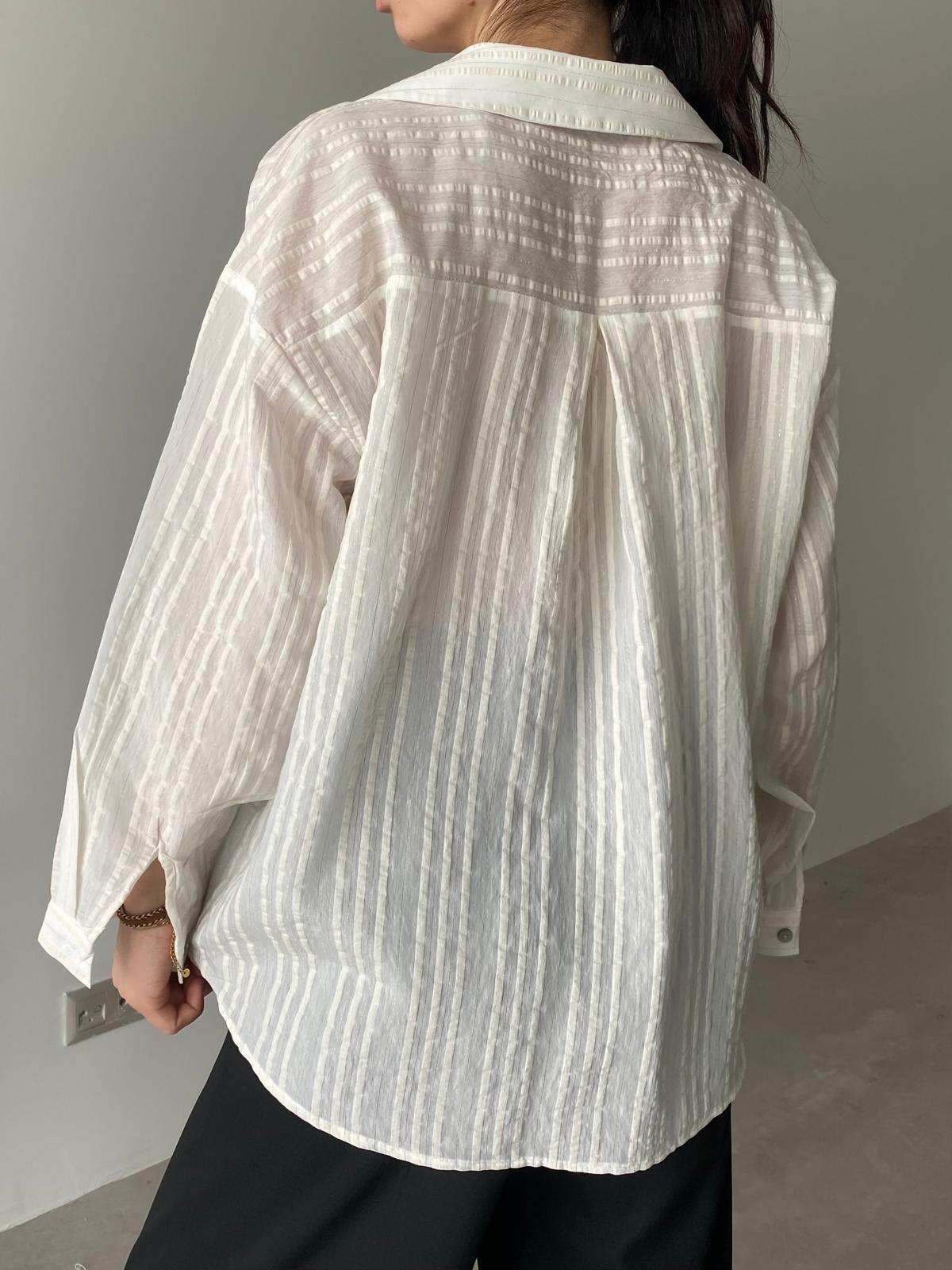 Ekru Sim Detaylı Oversize Gömlek