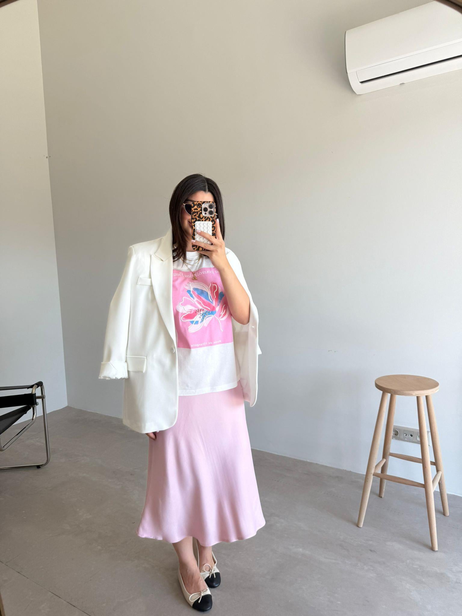 Ekru Tek Düğmeli Blazer Ceket