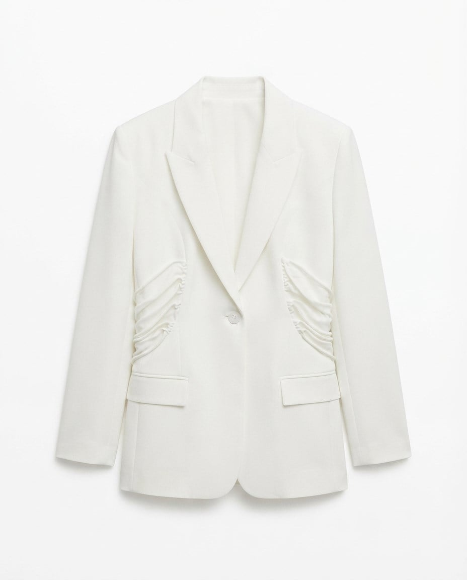 Ekru Yanları Bağlamalı Blazer Ceket