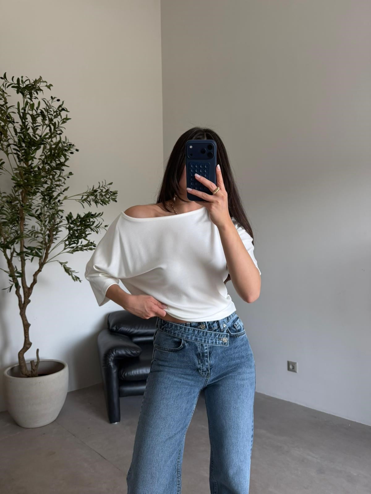 Ekru Yarasa Kol Basic Bluz