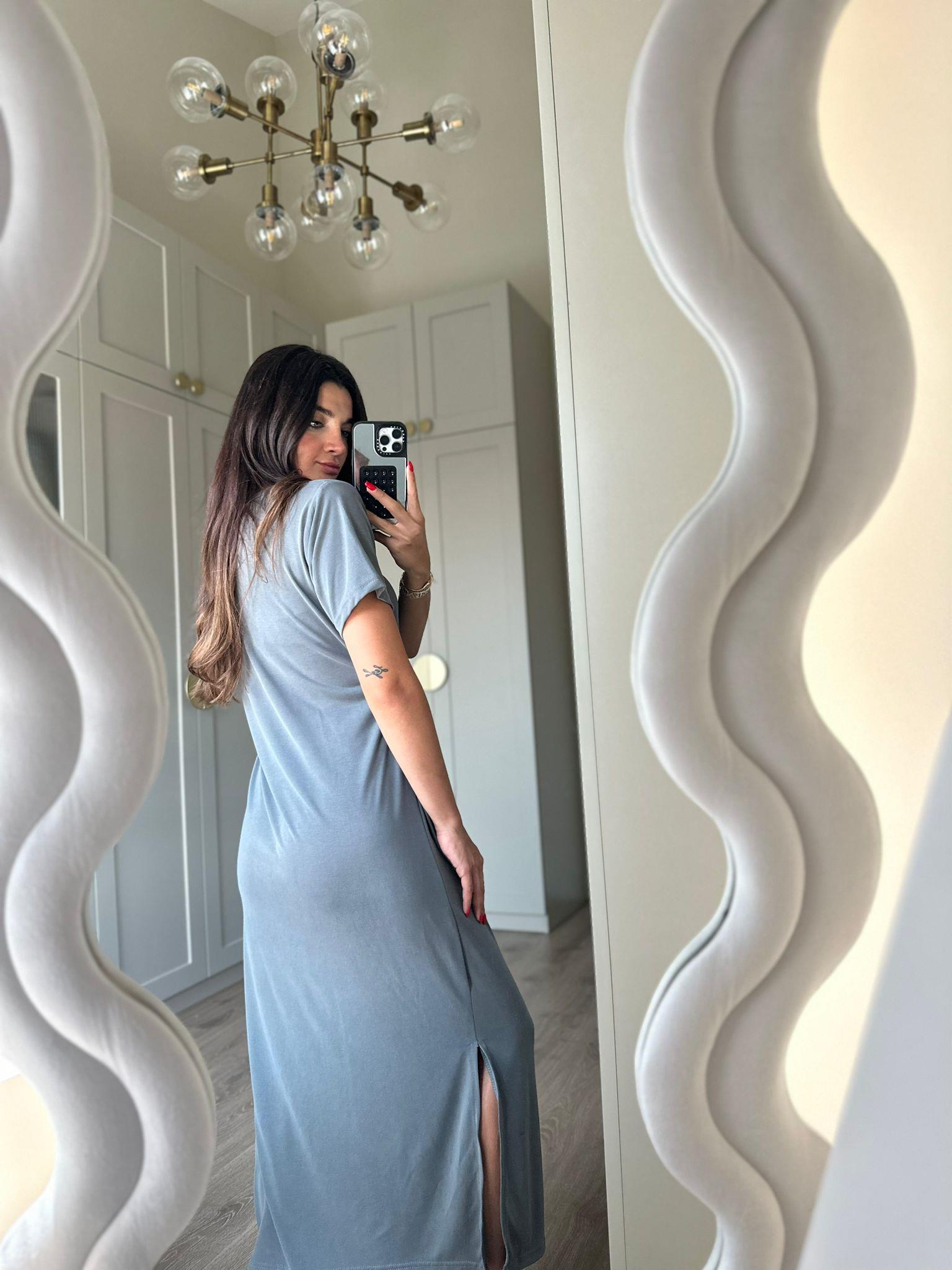 Füme Bağlamalı Basic Modal Elbise