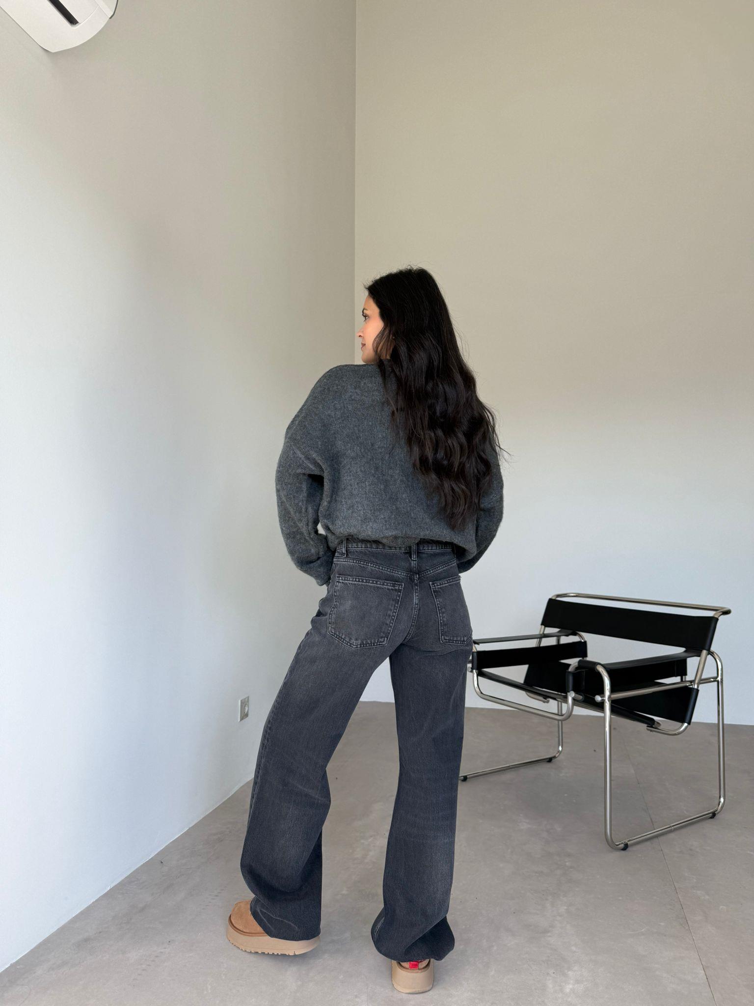 Füme Bol Paça Straight Jean