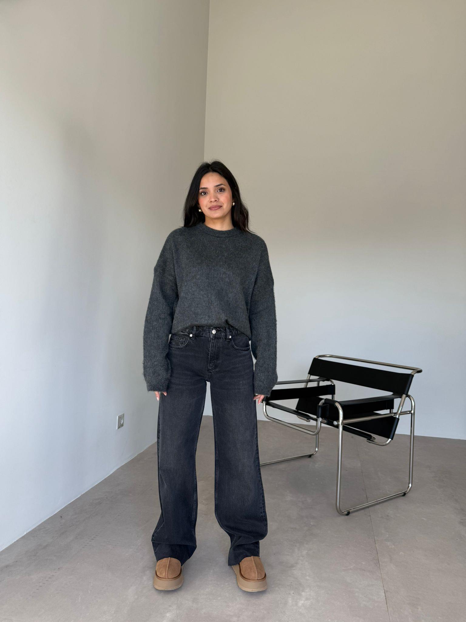 Füme Bol Paça Straight Jean