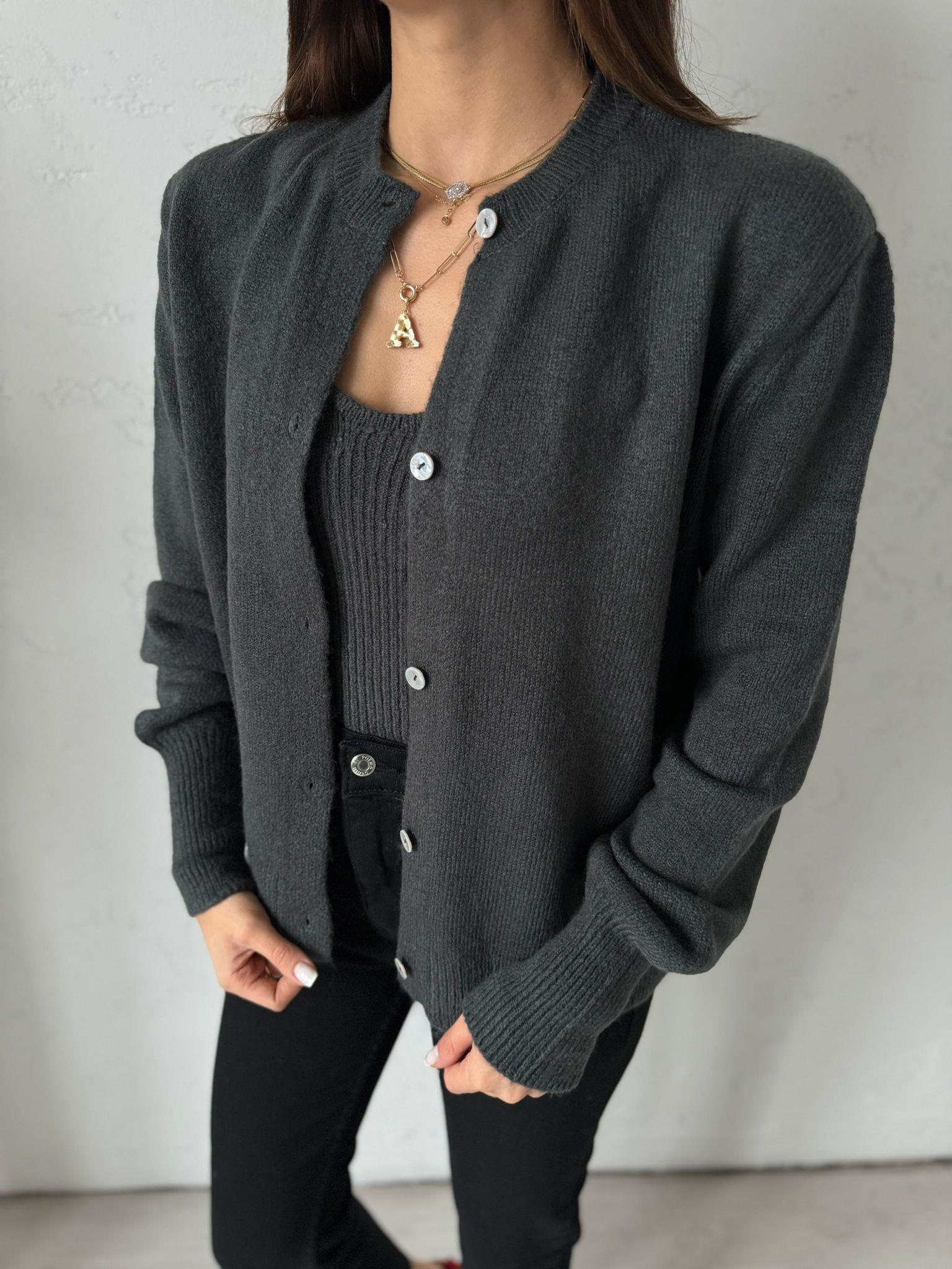 Füme Crop Hırka Takım
