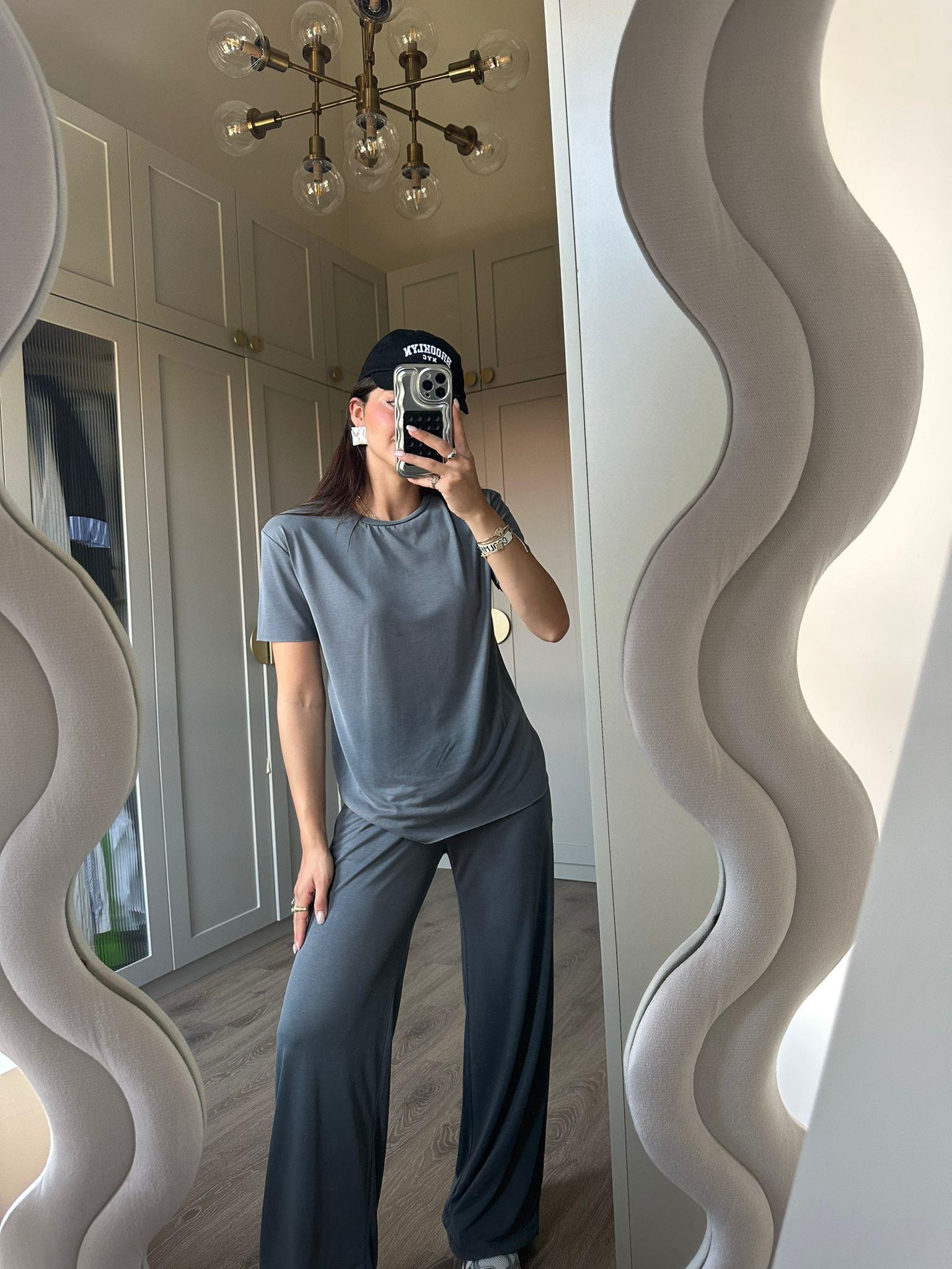 Füme Kısa Kol Modal Takım
