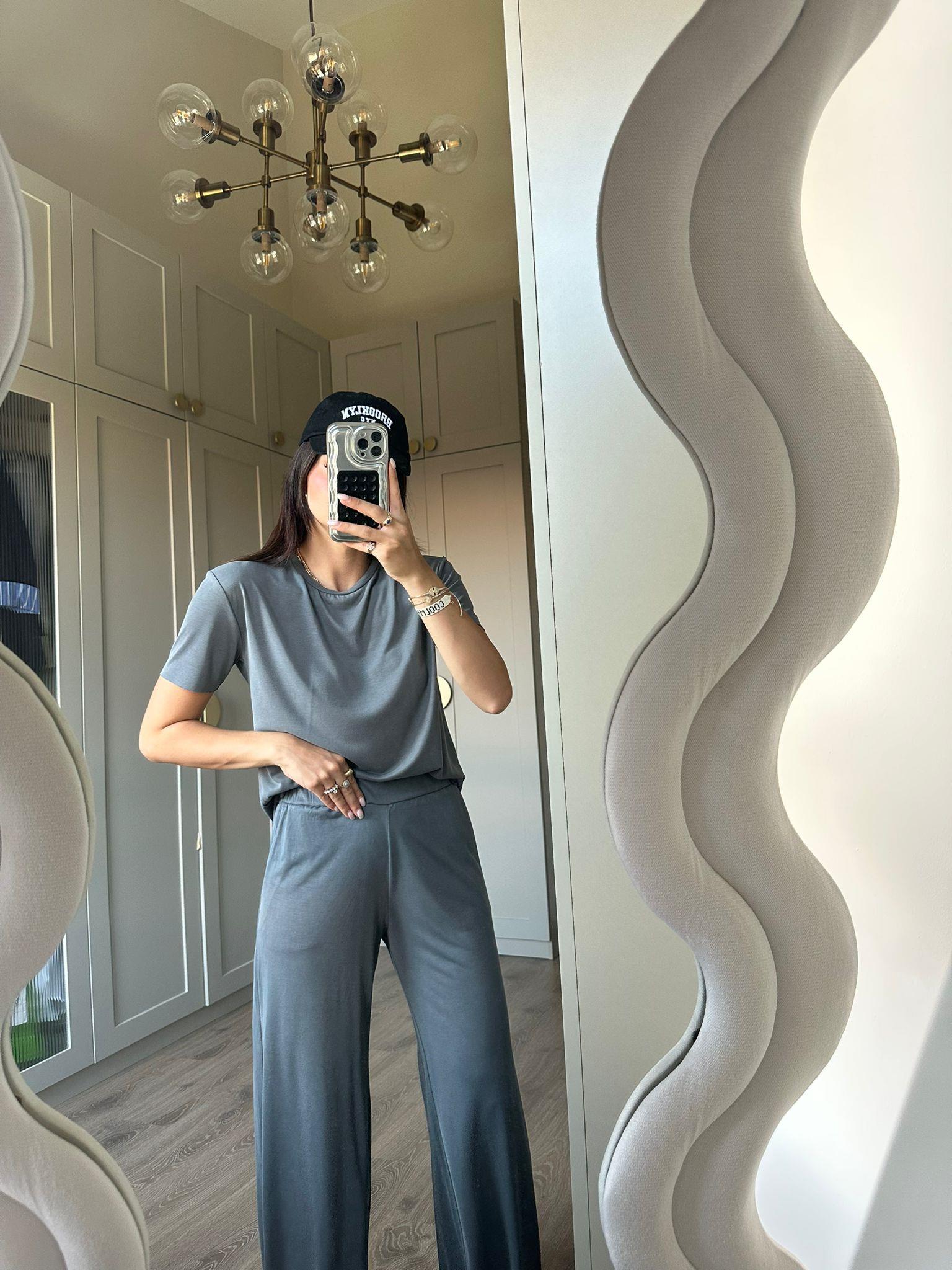 Füme Kısa Kol Modal Takım