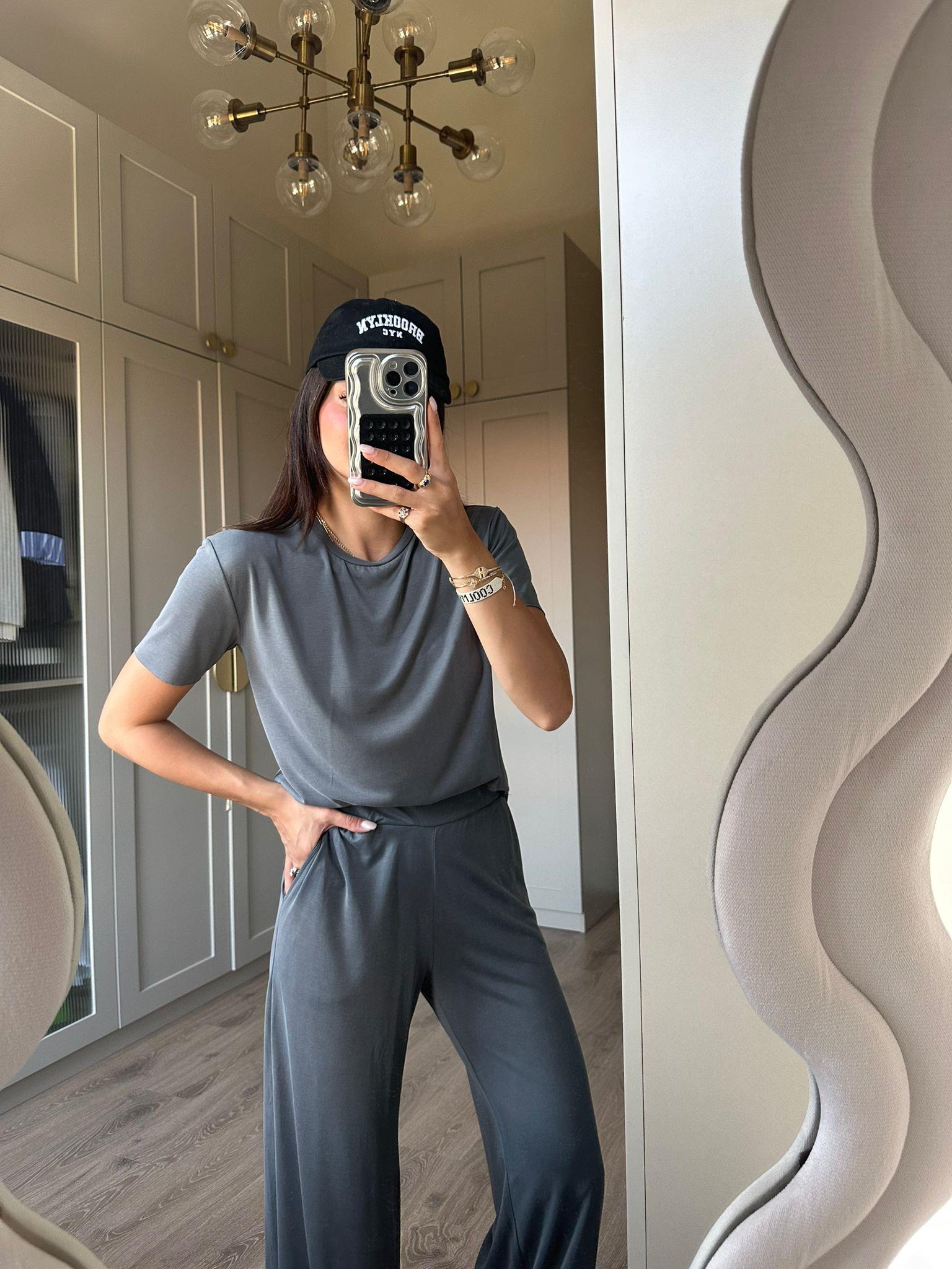 Füme Kısa Kol Modal Takım