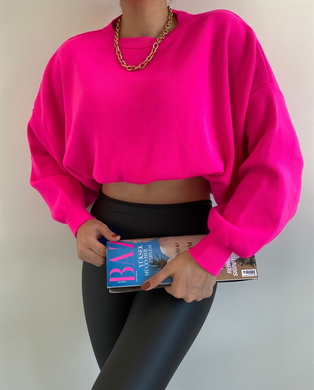 Fuşya Oversize Sindy Kazak