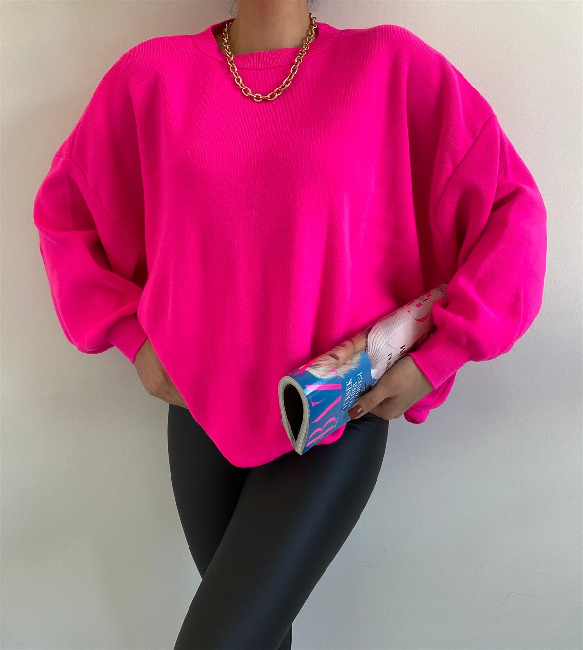 Fuşya Oversize Sindy Kazak