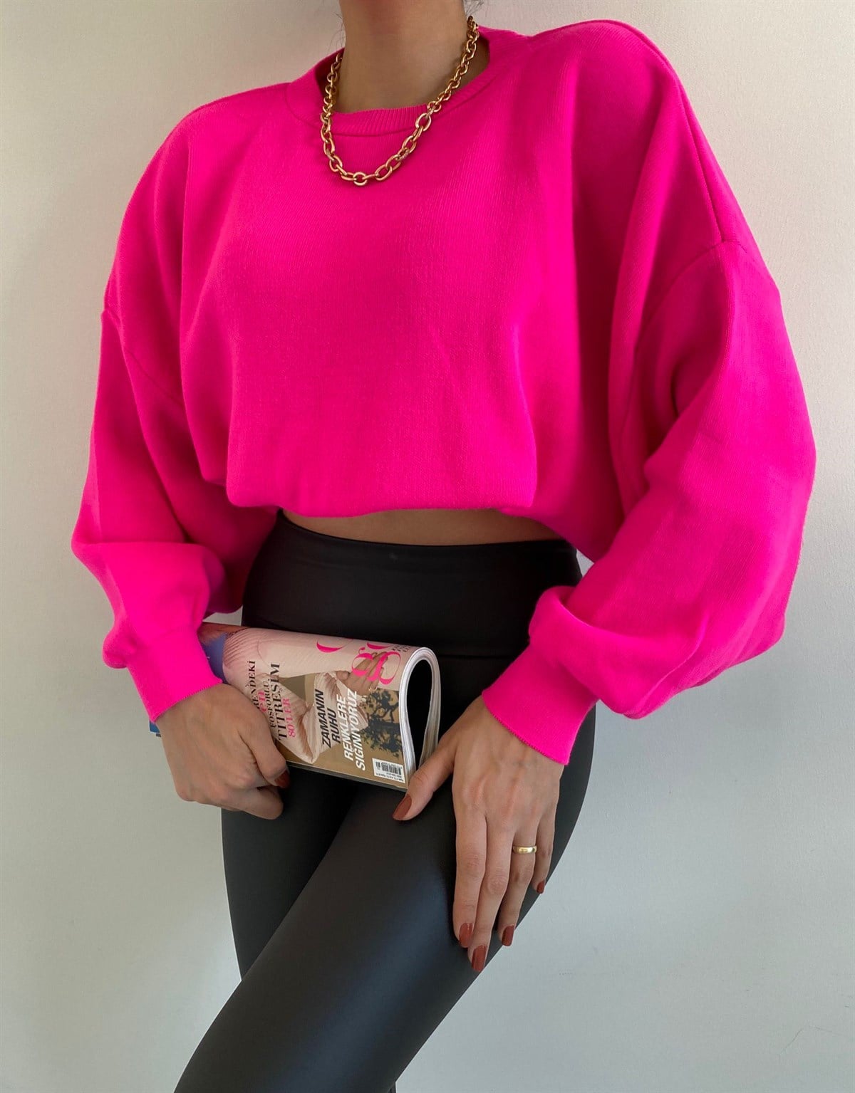 Fuşya Oversize Sindy Kazak