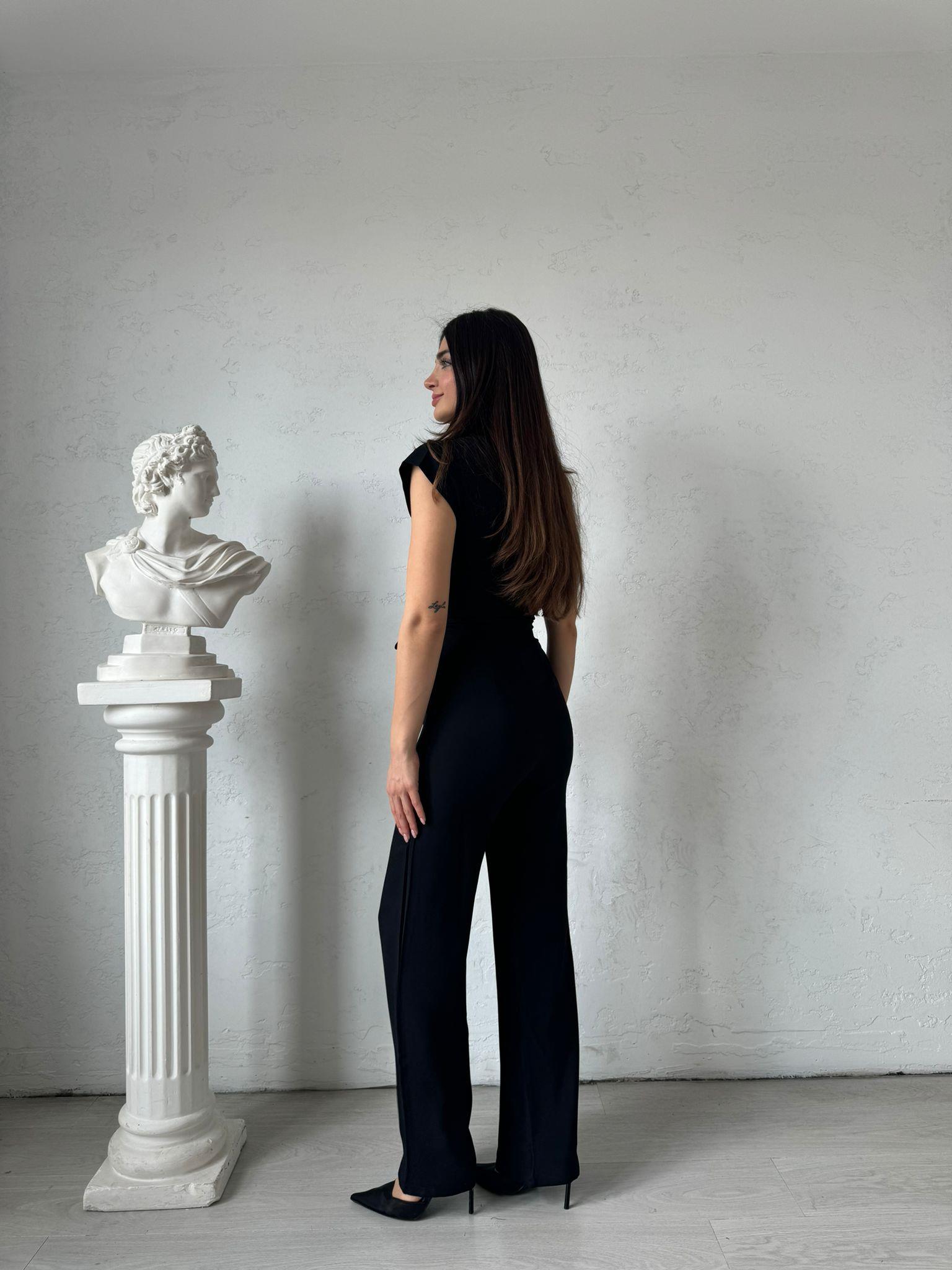 Gold Düğmeli Kuşaklı Palazzo Tulum