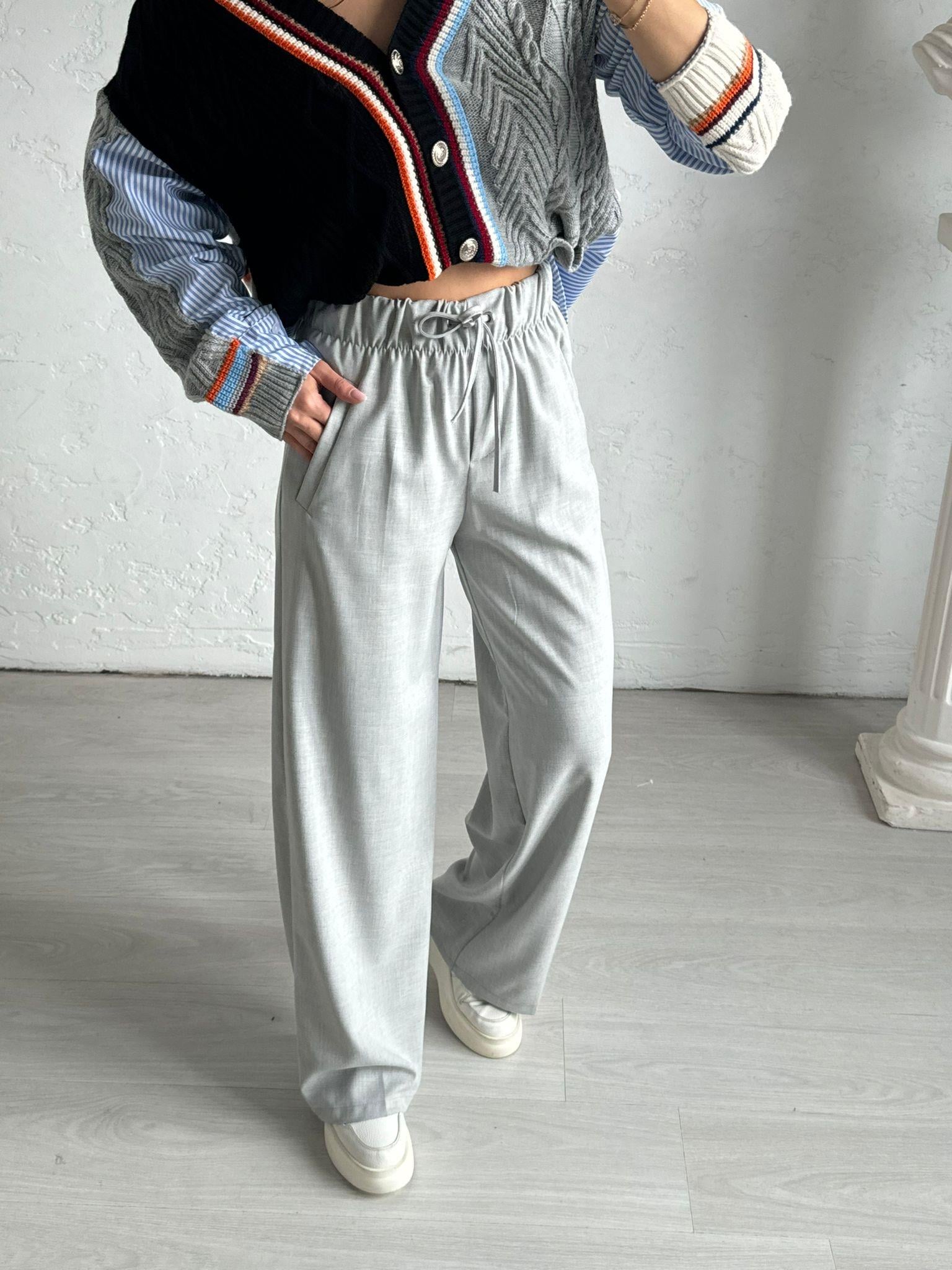 Gri Beli Lastikli Renny Pantolon