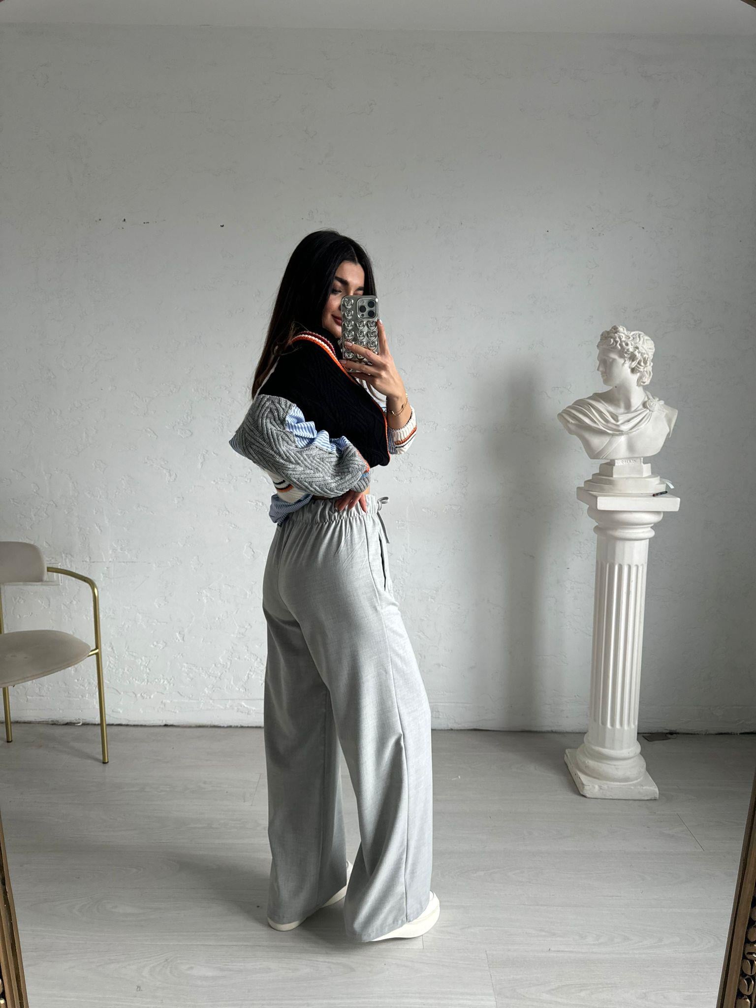 Gri Beli Lastikli Renny Pantolon
