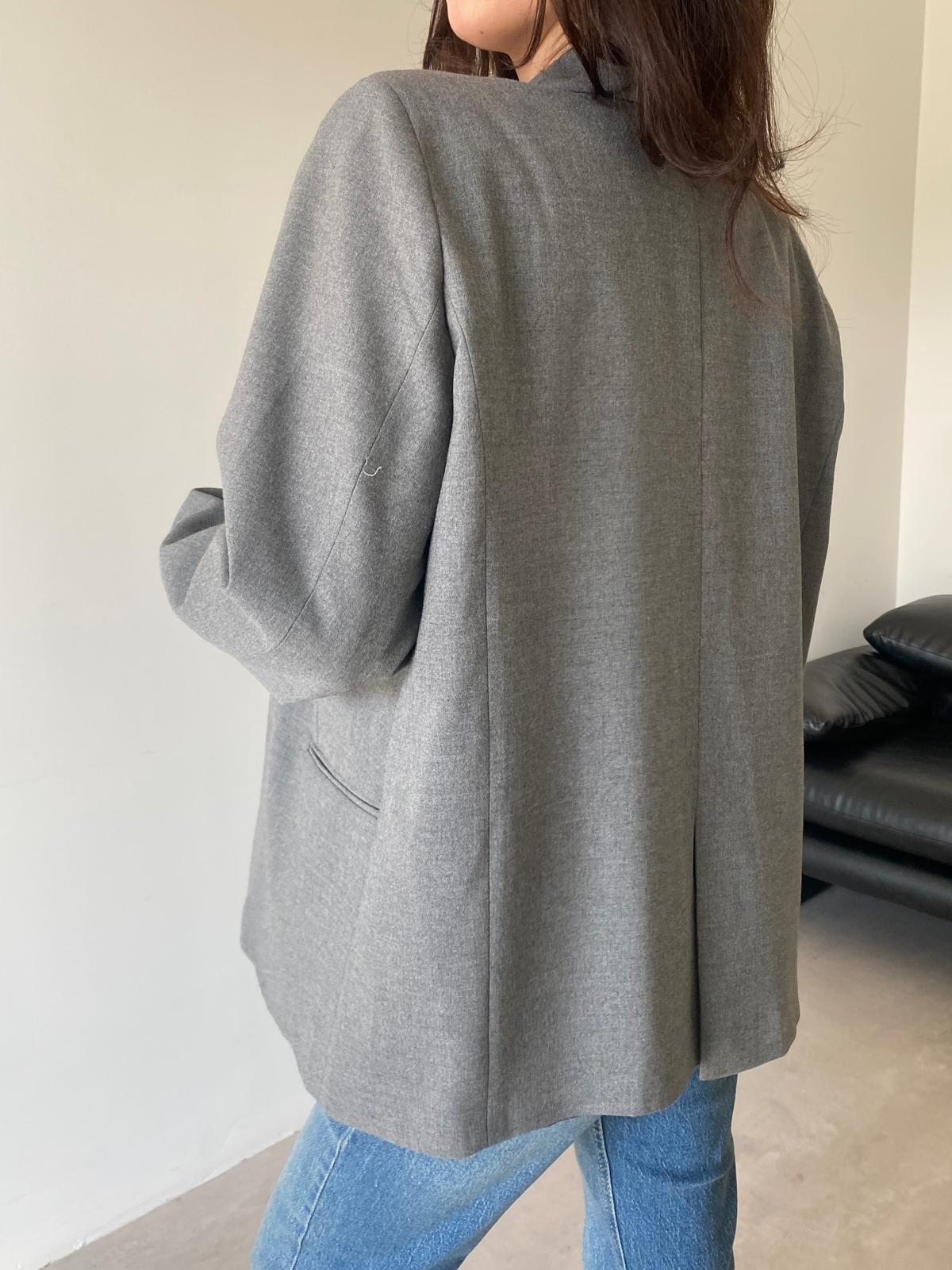 Gri Çift Düğmeli Blazer Ceket