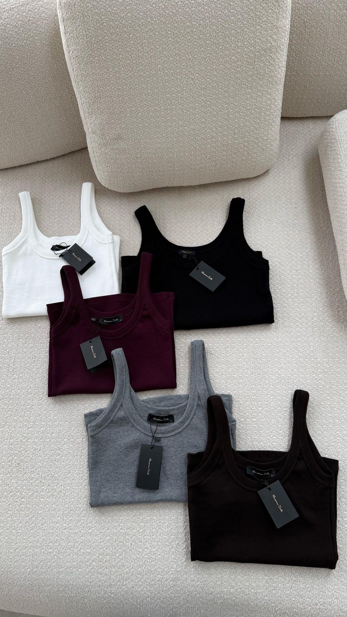 Gri Kalın Askılı Basic Triko Crop (55 Cm)