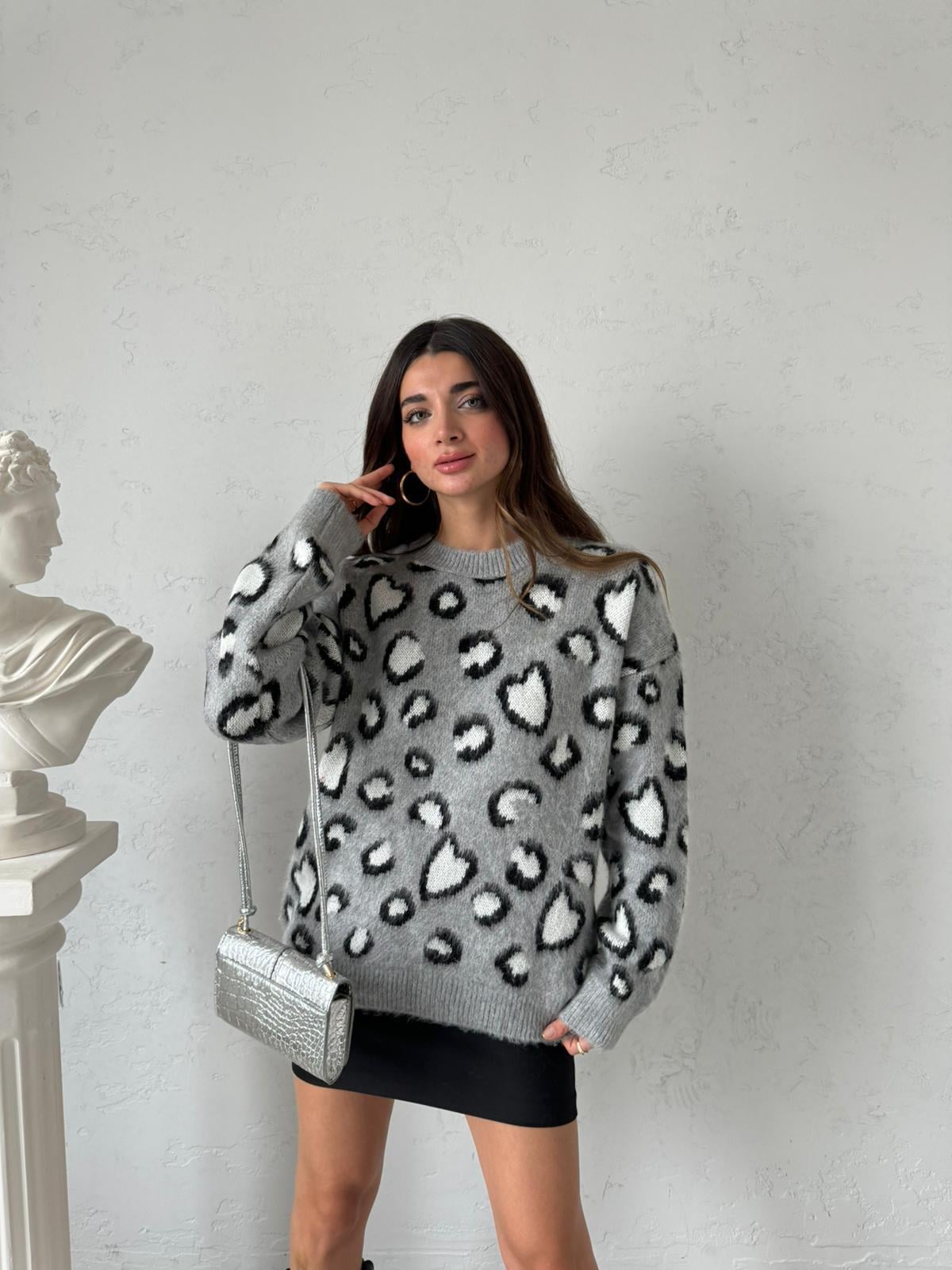 Gri Leopar Desen Kazak