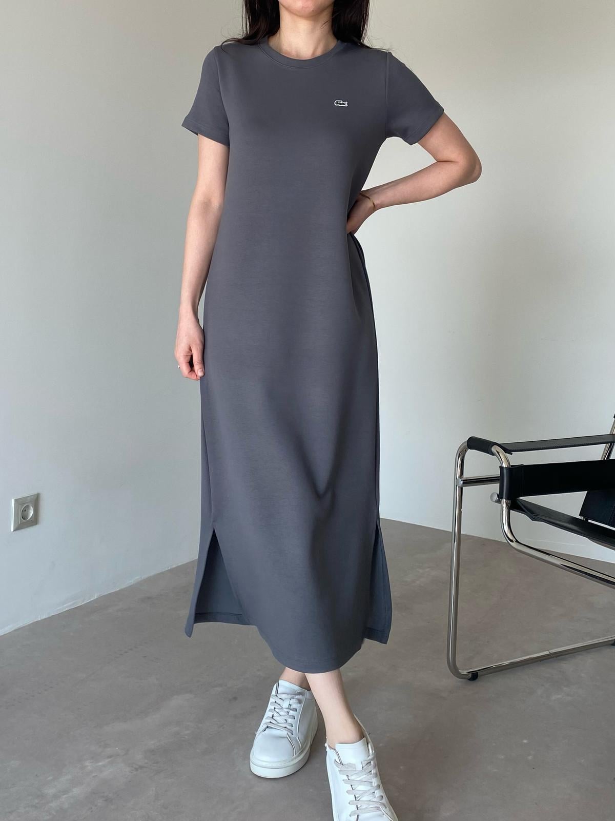 Gri Logolu Basic Modal Elbise