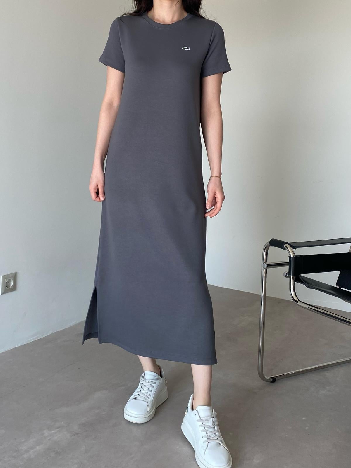 Gri Logolu Basic Modal Elbise