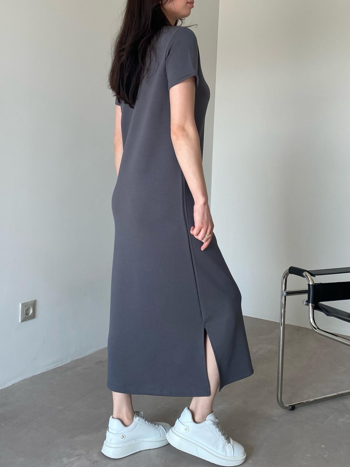 Gri Logolu Basic Modal Elbise