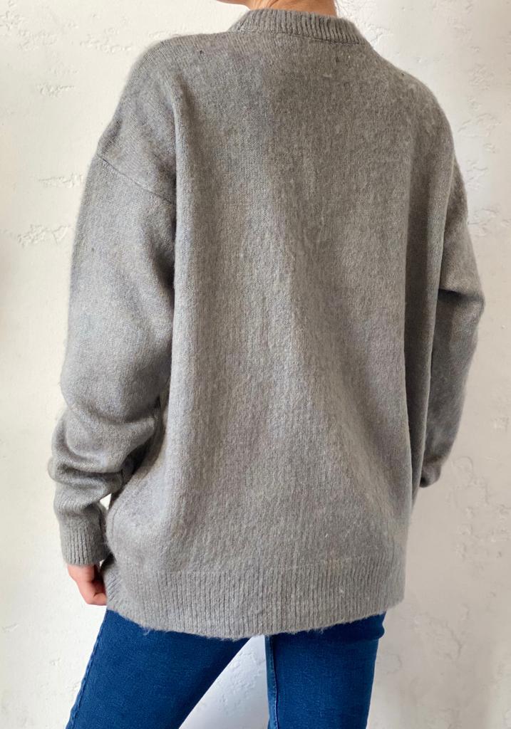 Gri Oversize Yumoş Kazak