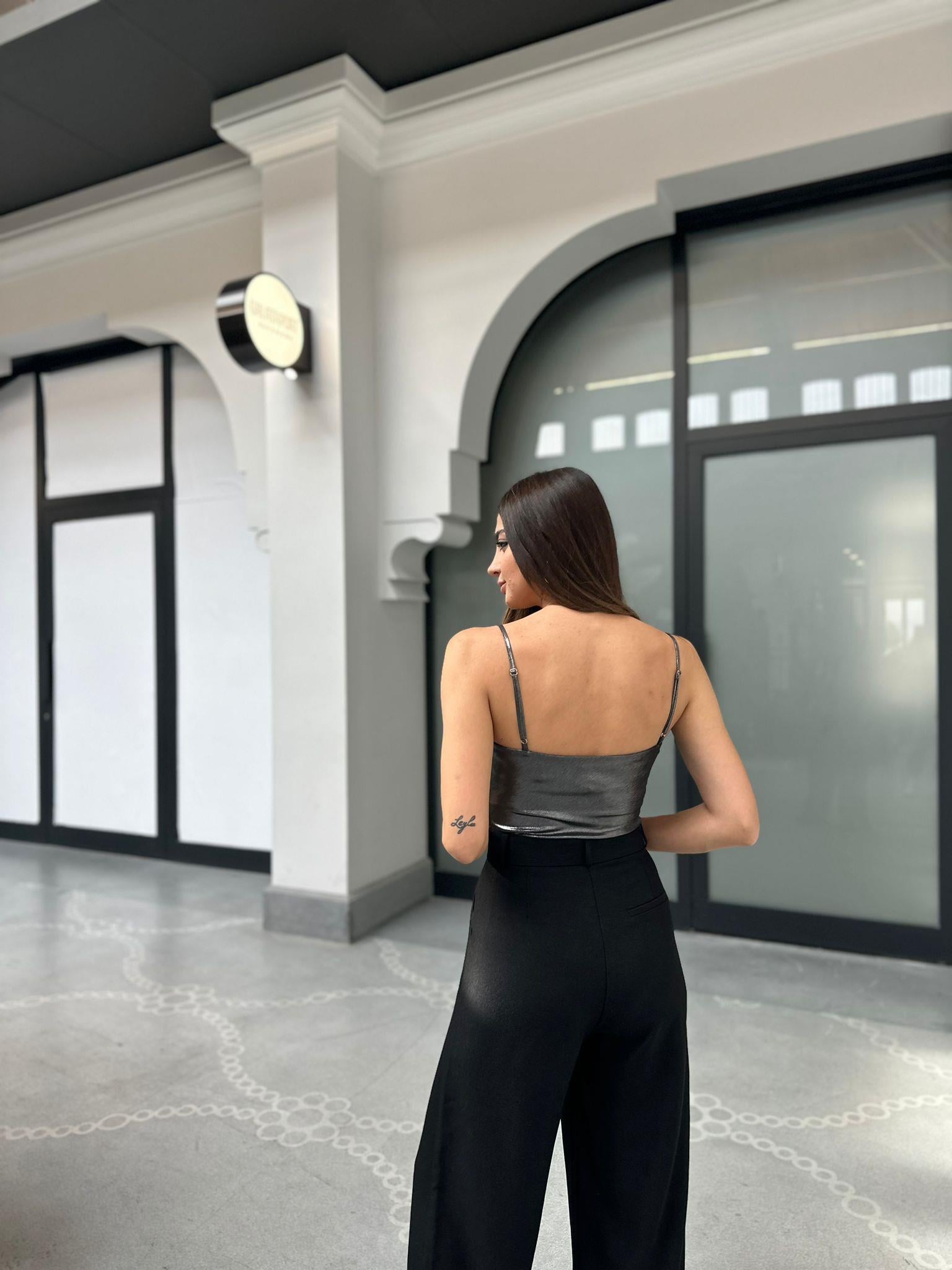 Gri Parlak Bodysuit