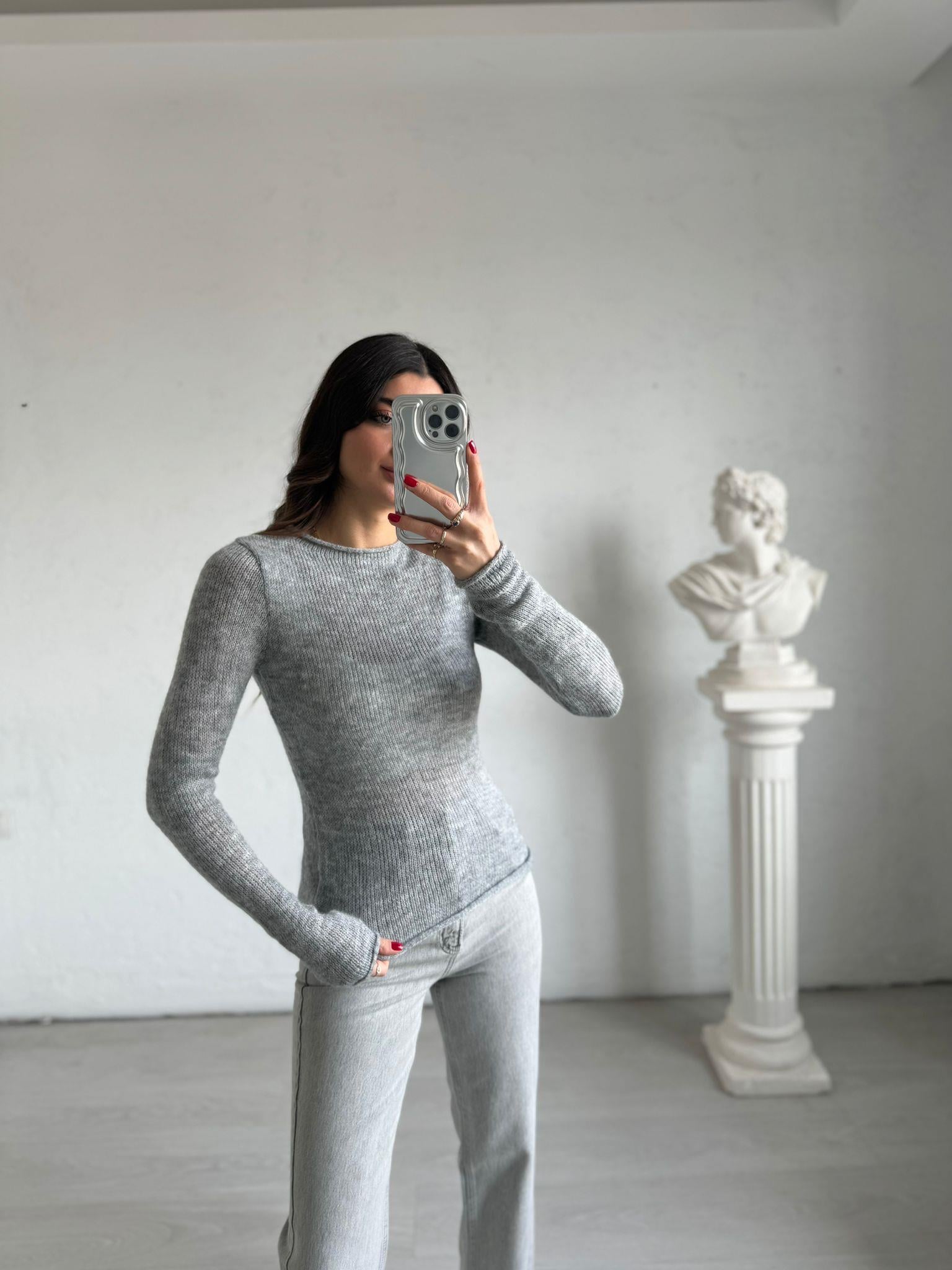 Gri Sofia Triko Kazak