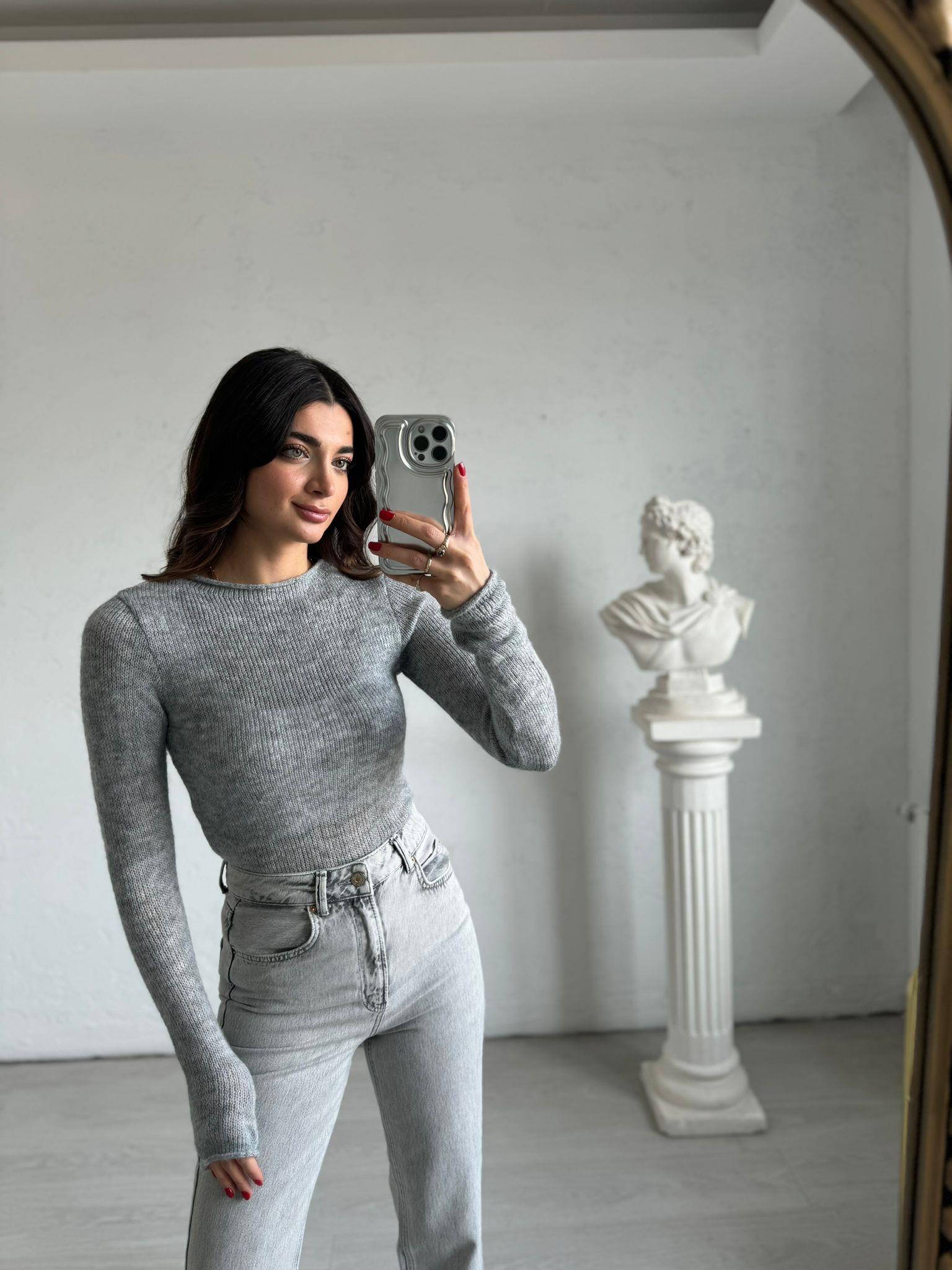 Gri Sofia Triko Kazak