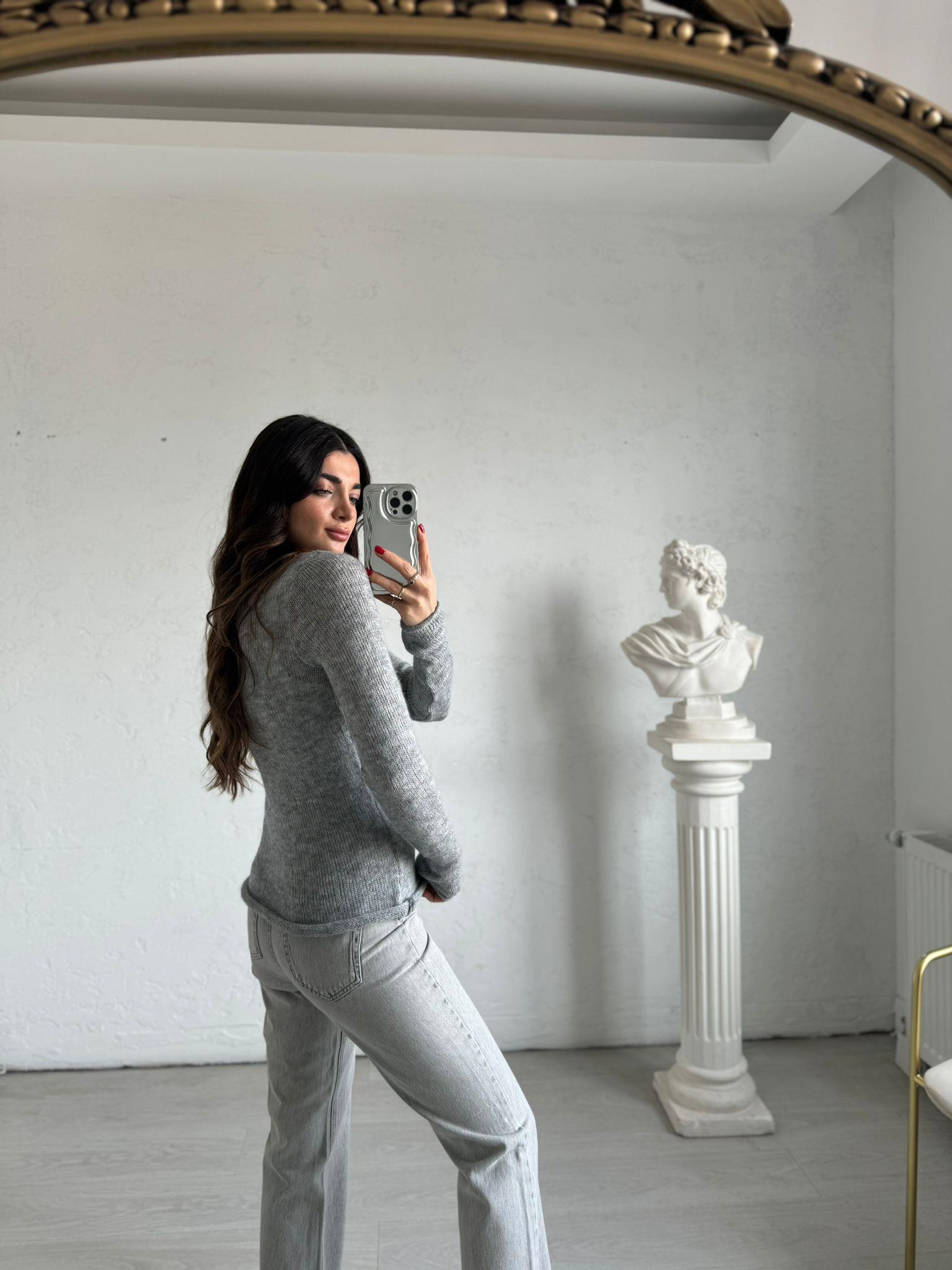 Gri Sofia Triko Kazak