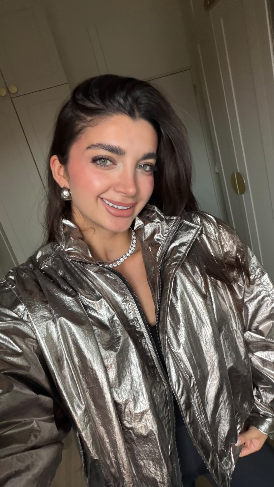 Gümüş Aura Bomber Ceket