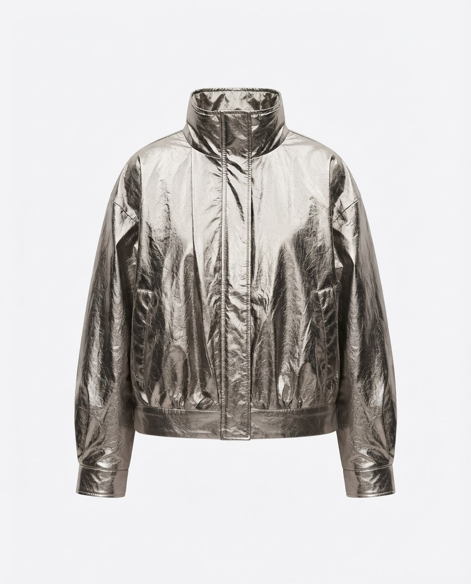Gümüş Aura Bomber Ceket