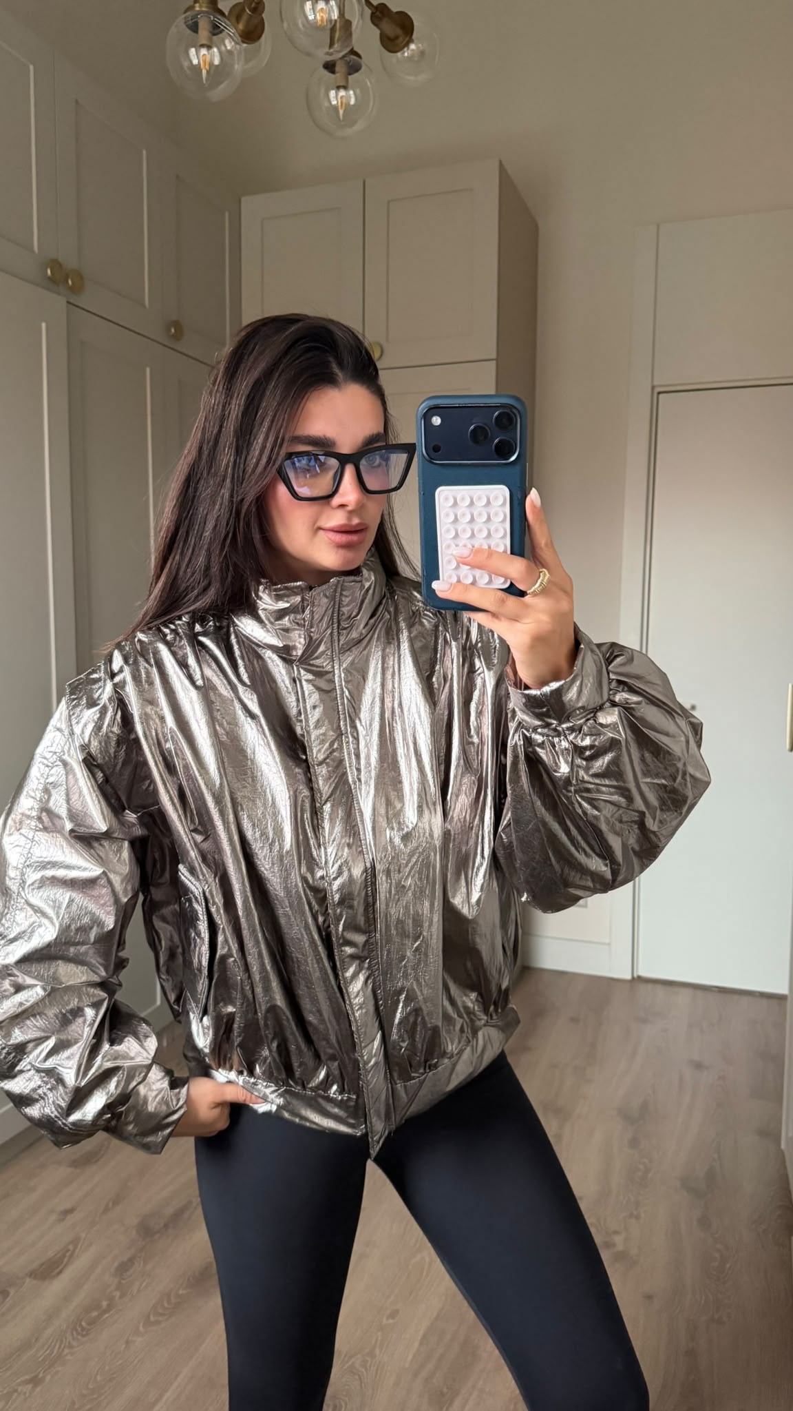 Gümüş Aura Bomber Ceket