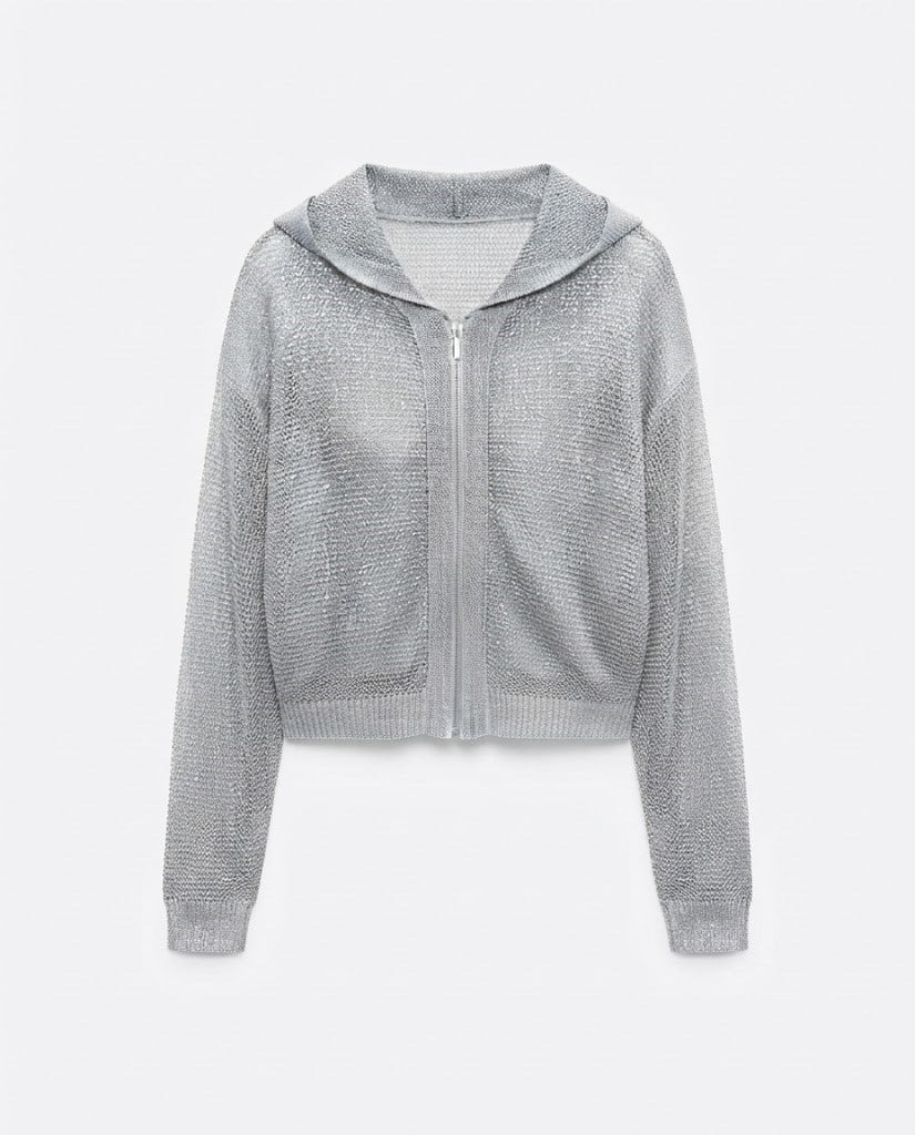 Gümüş Kapüşonlu Sweat