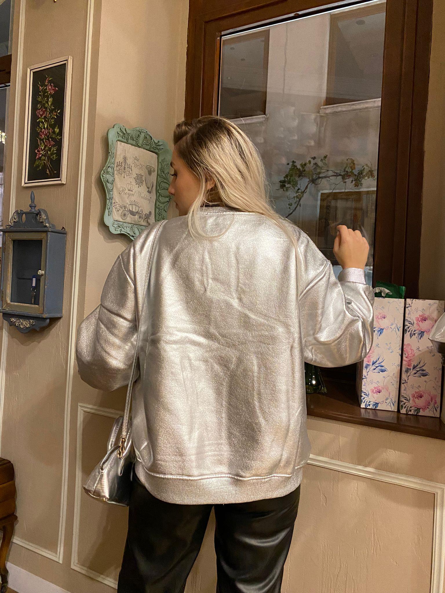 Gümüş Parlak Sweat