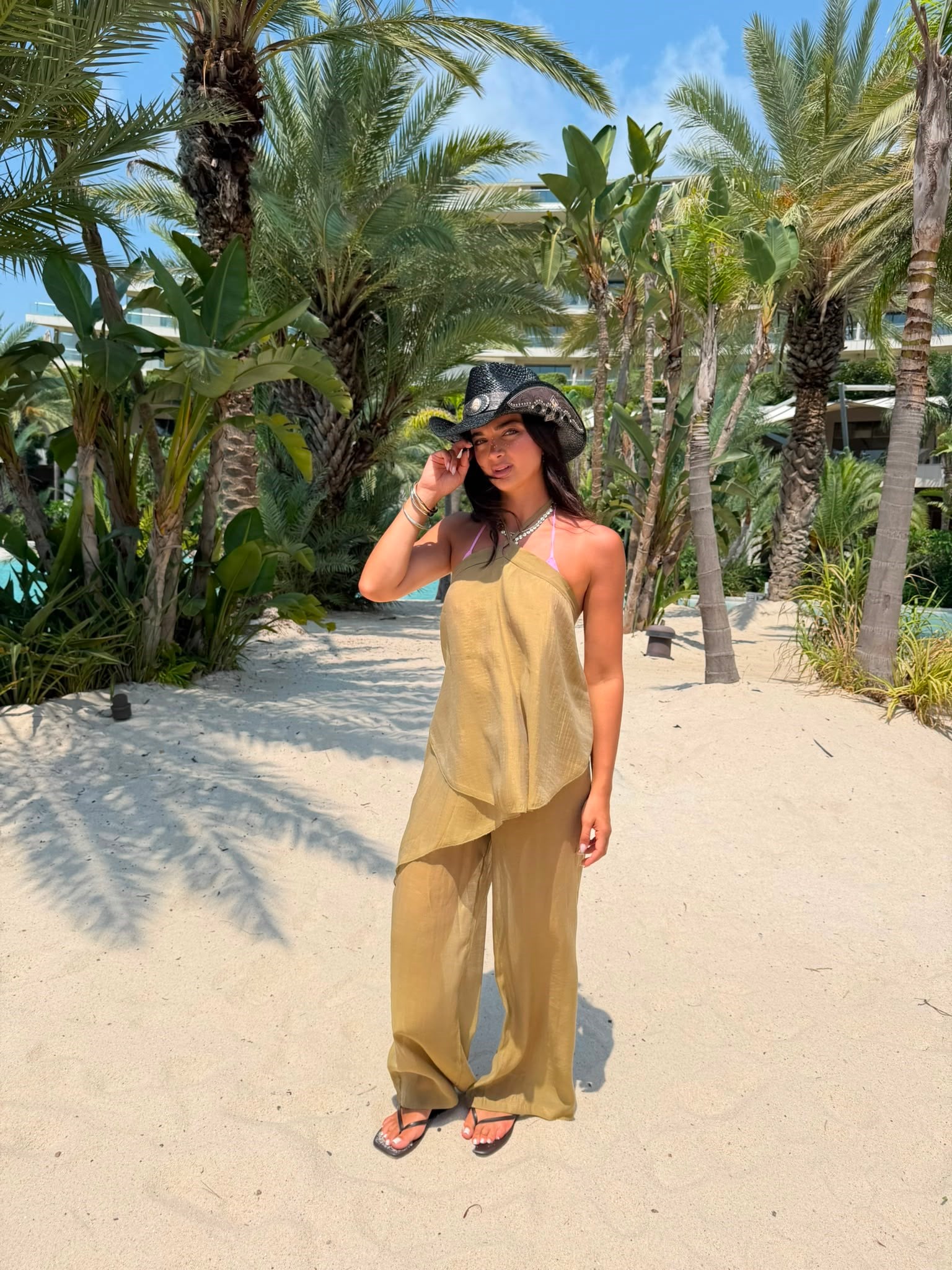 Haki Asimertik Beli Lastikli Summer Takım
