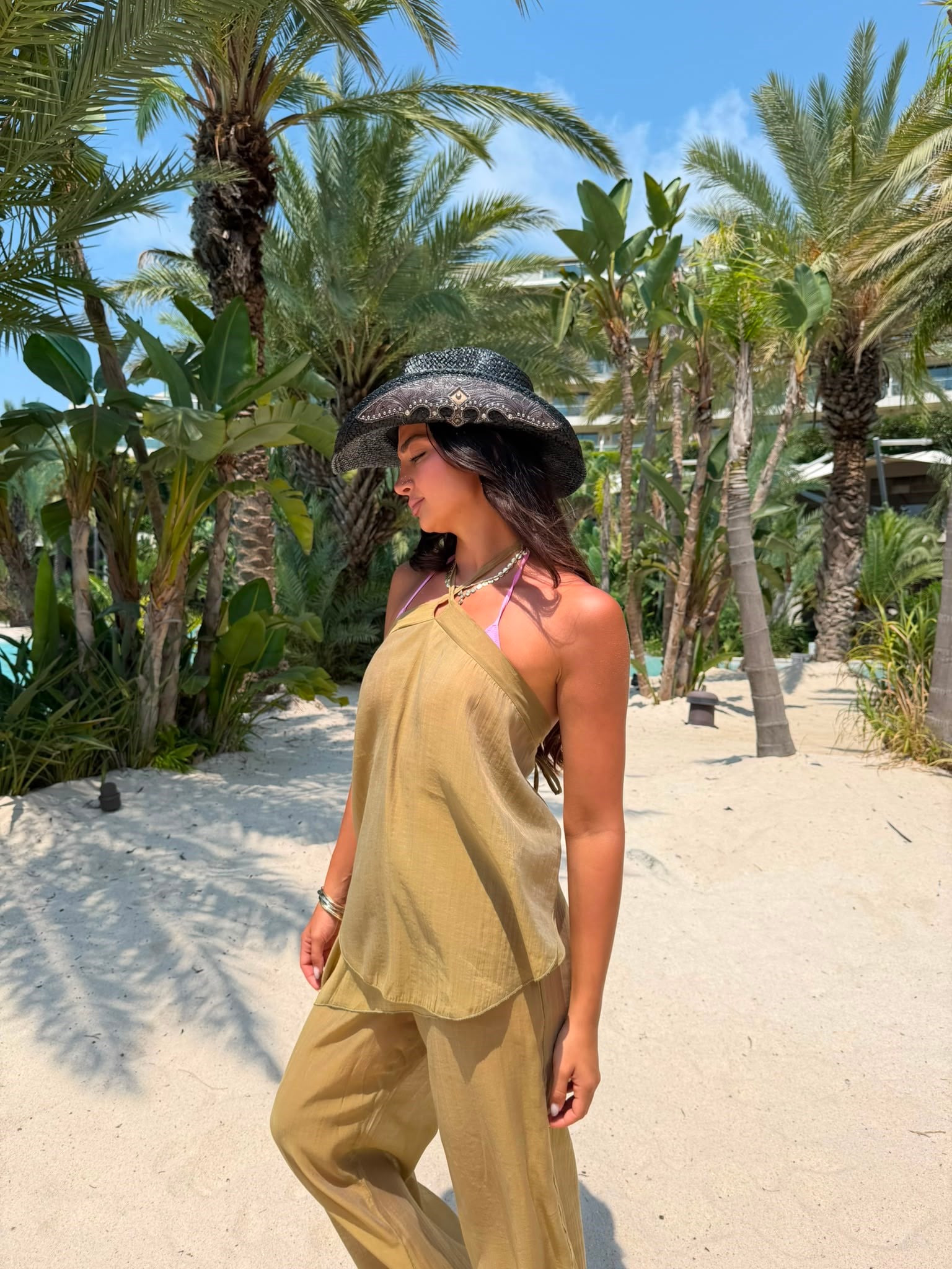 Haki Asimertik Beli Lastikli Summer Takım