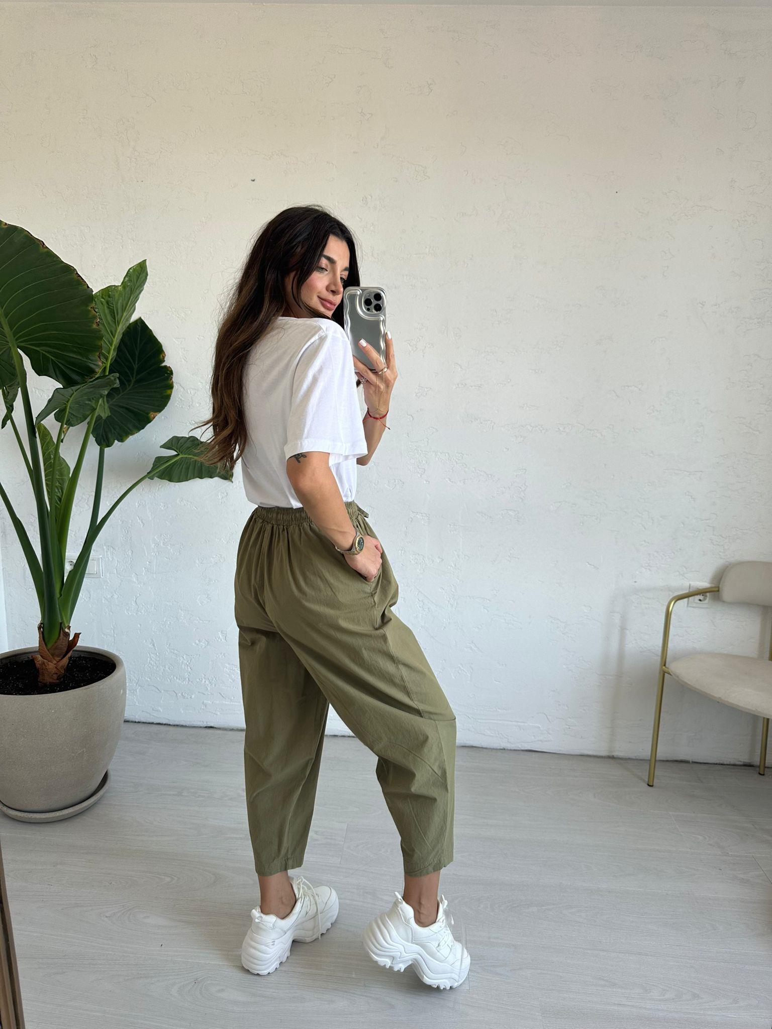 Haki Beli Bağlamalı Pantolon