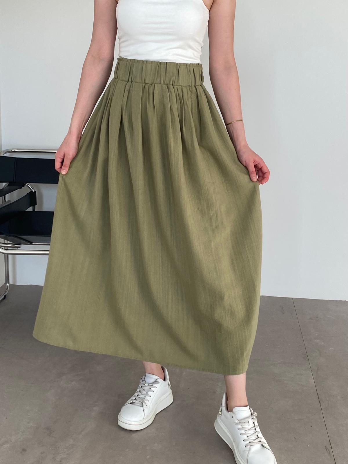 Haki Beli Lastikli Keten Etek