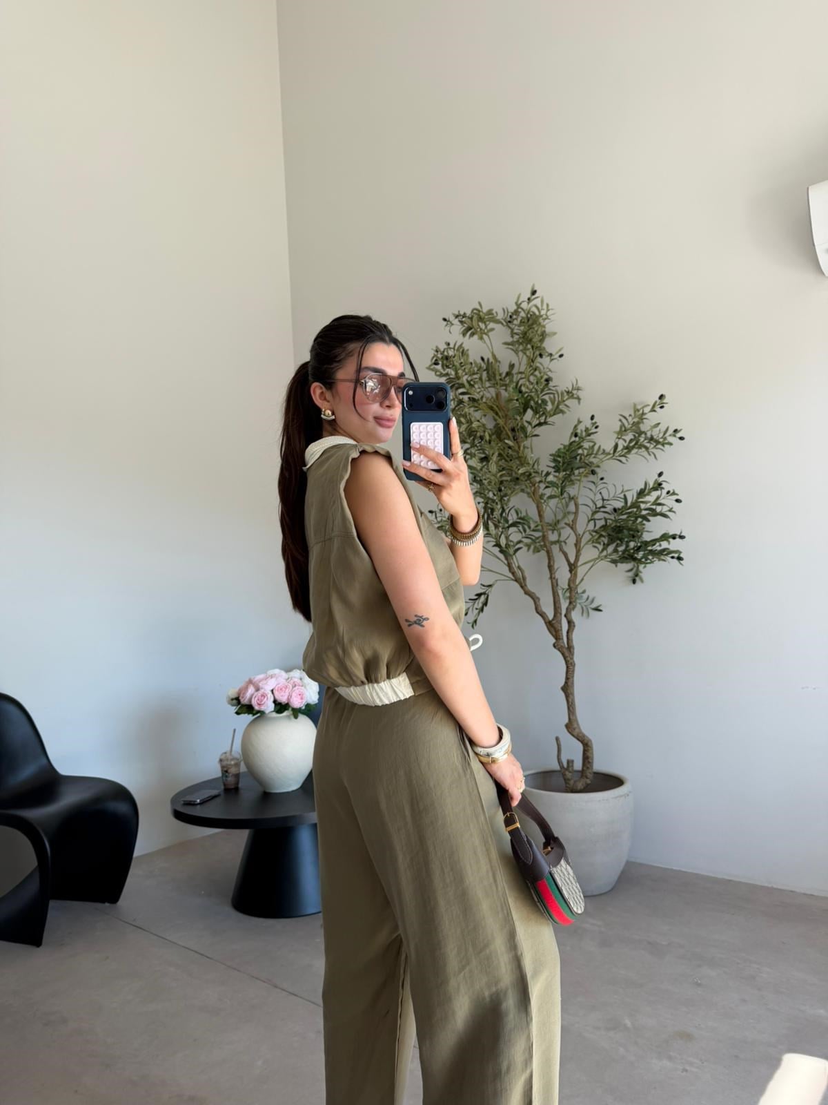 Haki Beli Lastikli Vatkalı Tensel Takım