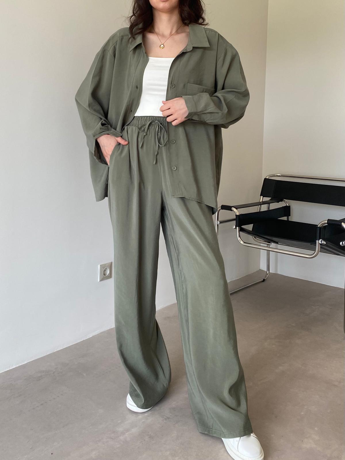 Haki Oversize Palazzo Takım