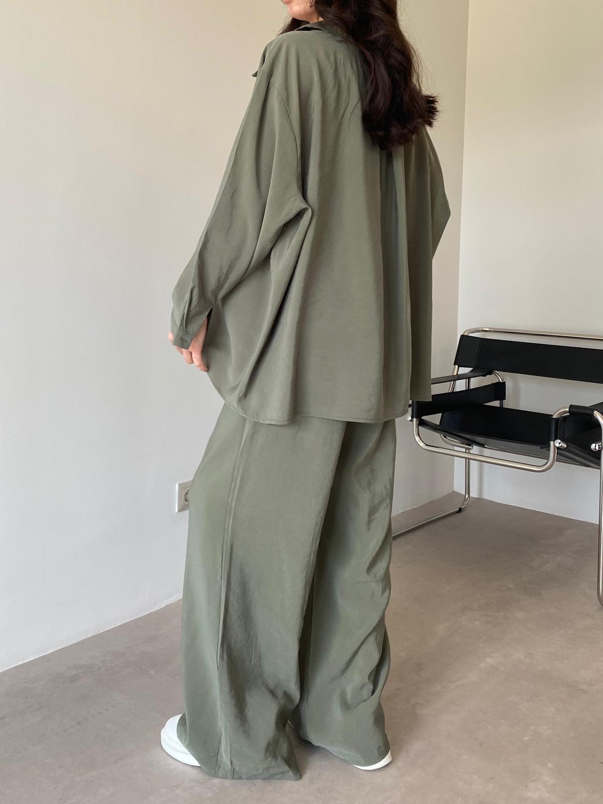 Haki Oversize Palazzo Takım