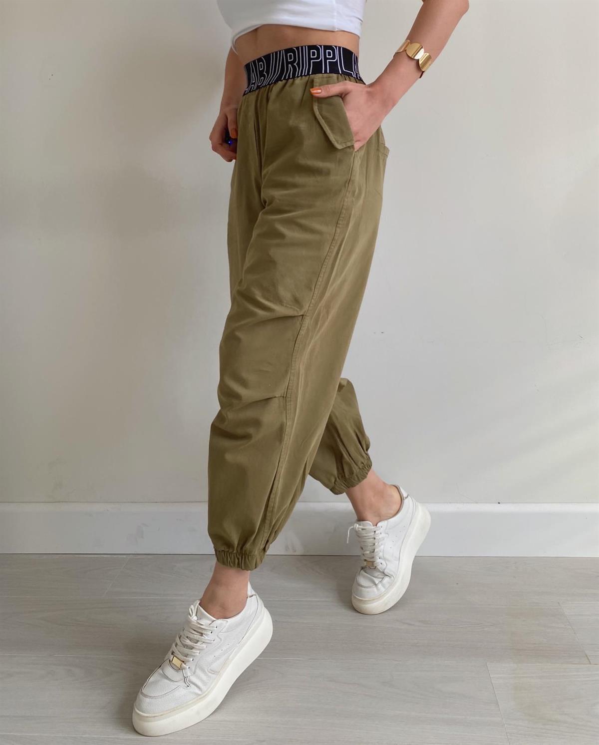 Haki Paça Lastikli Ripplab Pantolon