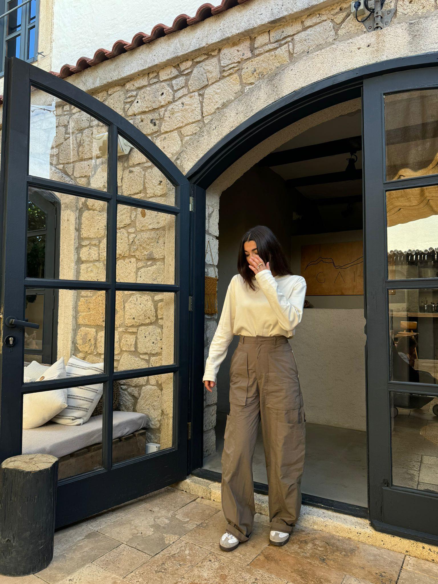 Haki Paraşüt Kumaş Fermuar Detaylı Cepli Pantolon
