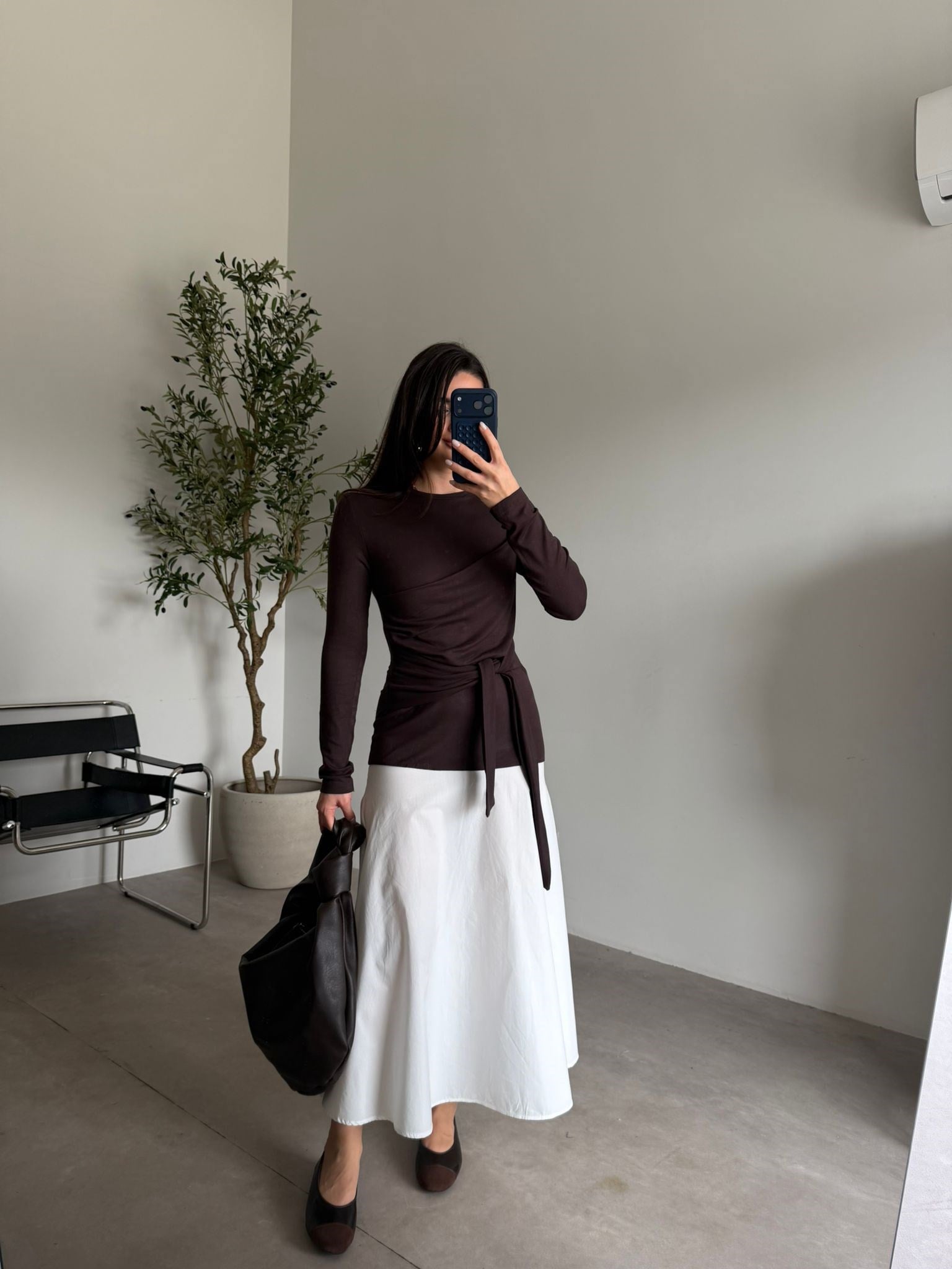 Kahve Altı Poplin Likralı Elbise