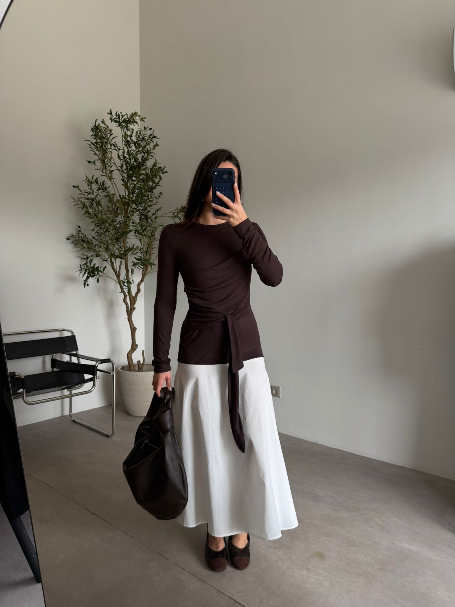 Kahve Altı Poplin Likralı Elbise